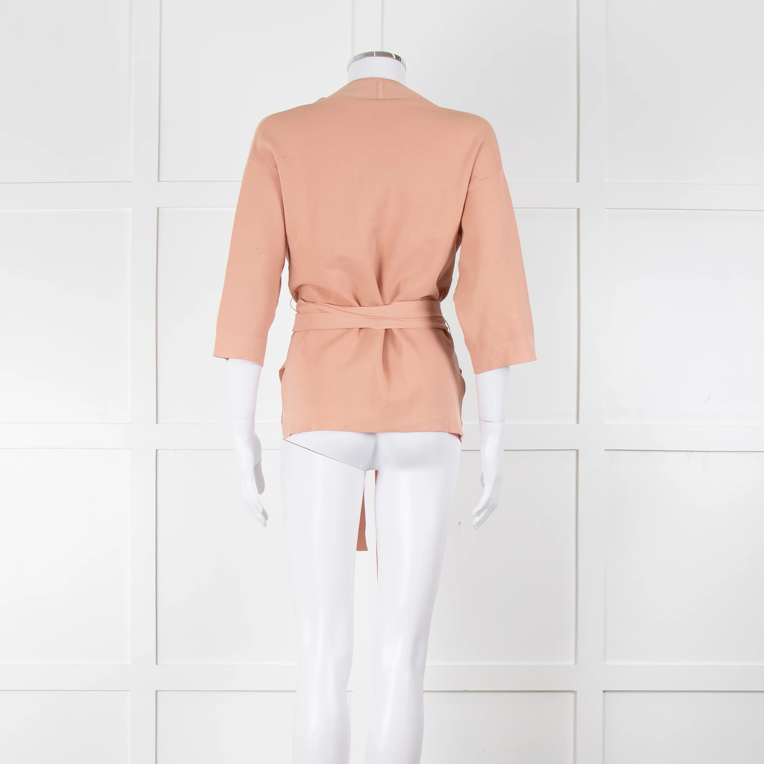 Adolfo Dominguez Peach Knit Wrap Top With Wide Belt - Image 5