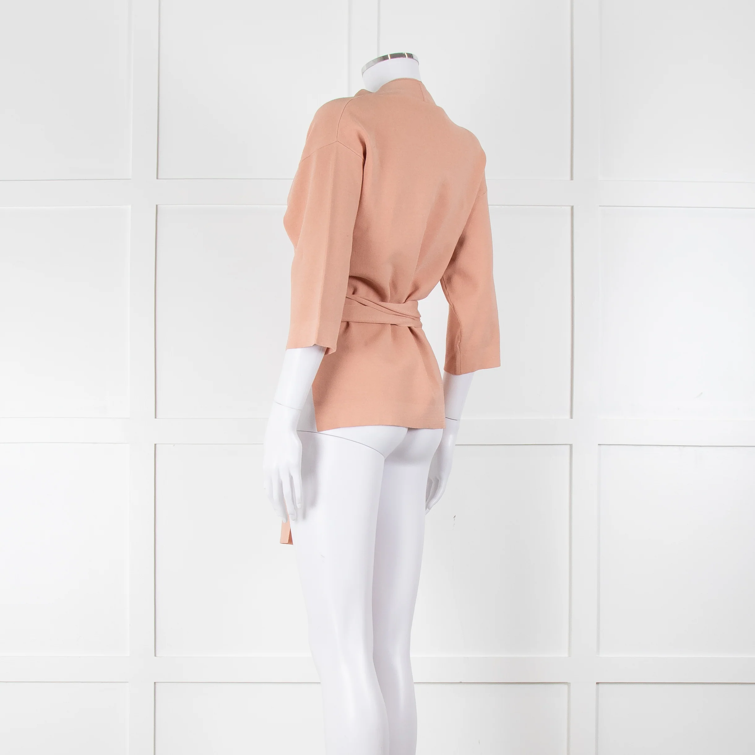 Adolfo Dominguez Peach Knit Wrap Top With Wide Belt - Image 6