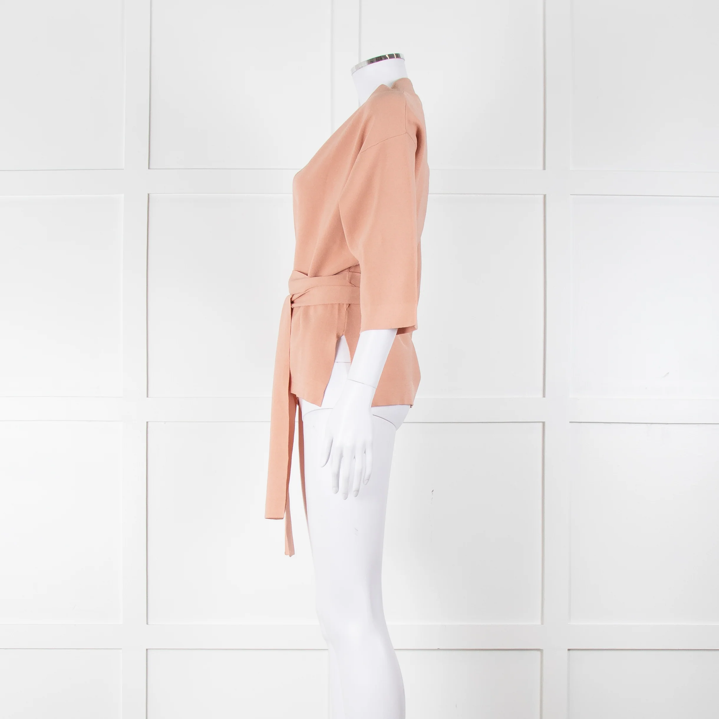 Adolfo Dominguez Peach Knit Wrap Top With Wide Belt - Image 7