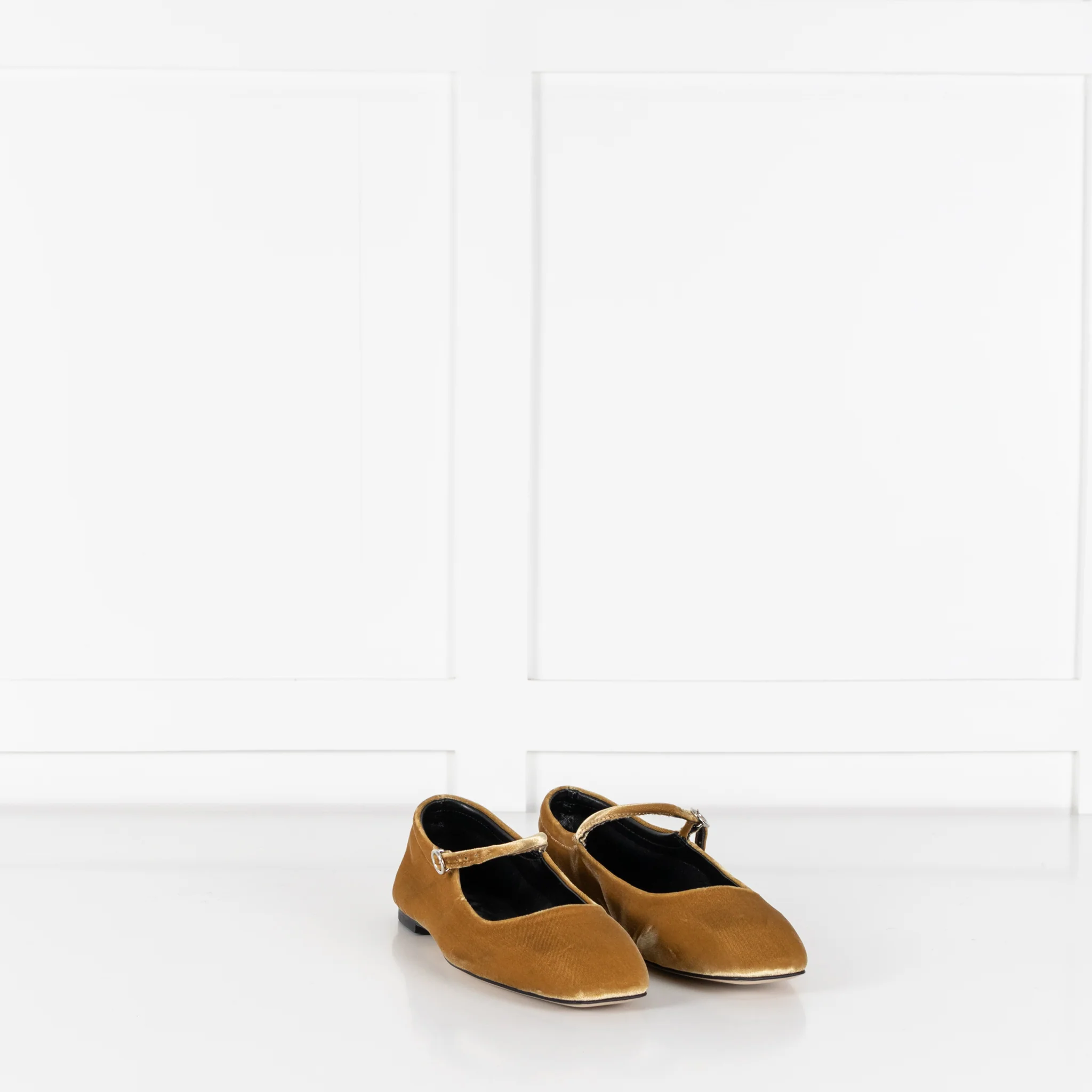 Aeyde Gold Velvet Ballet Shoes - Image 6