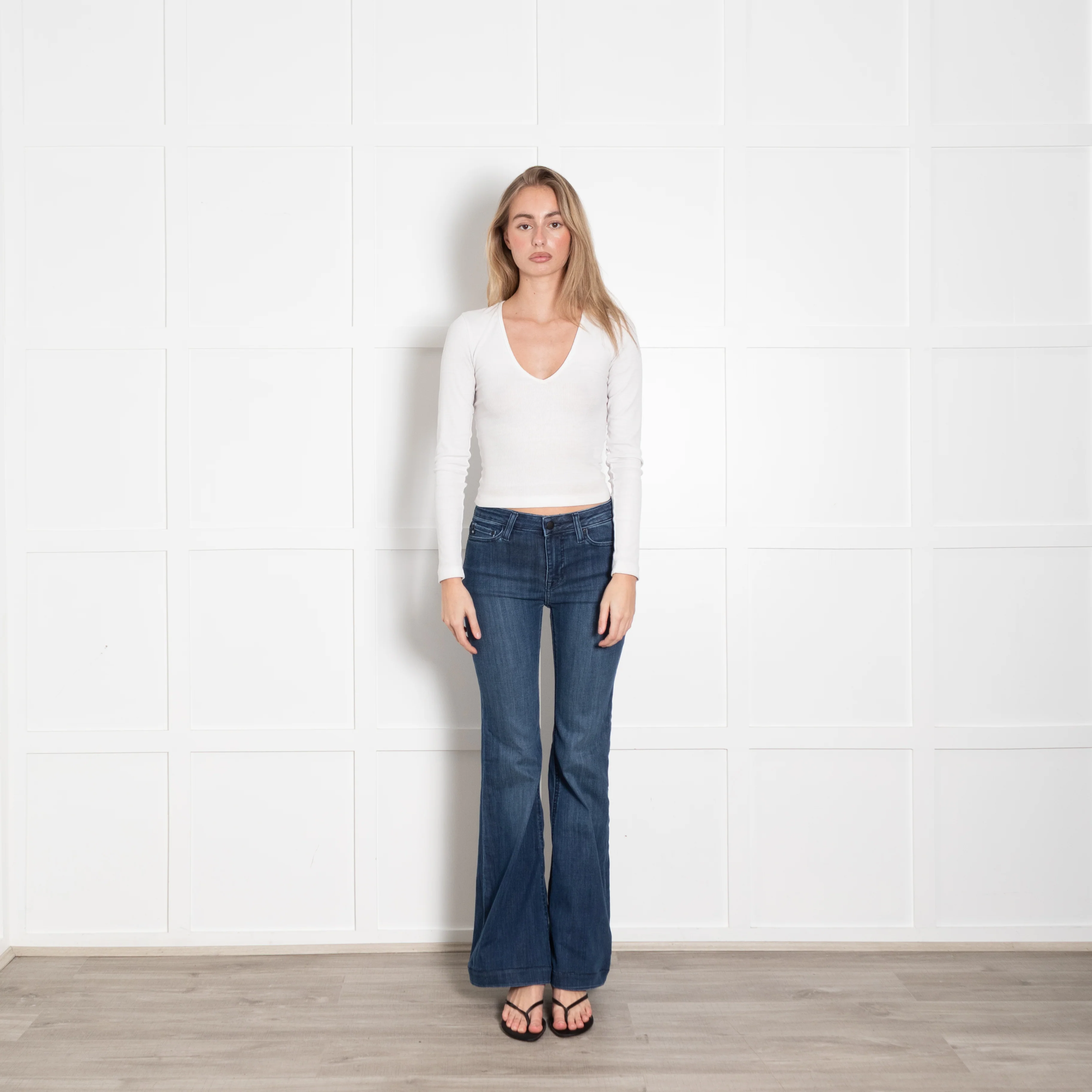 AG Blue Denim Tropea High Rise Flared Jeans