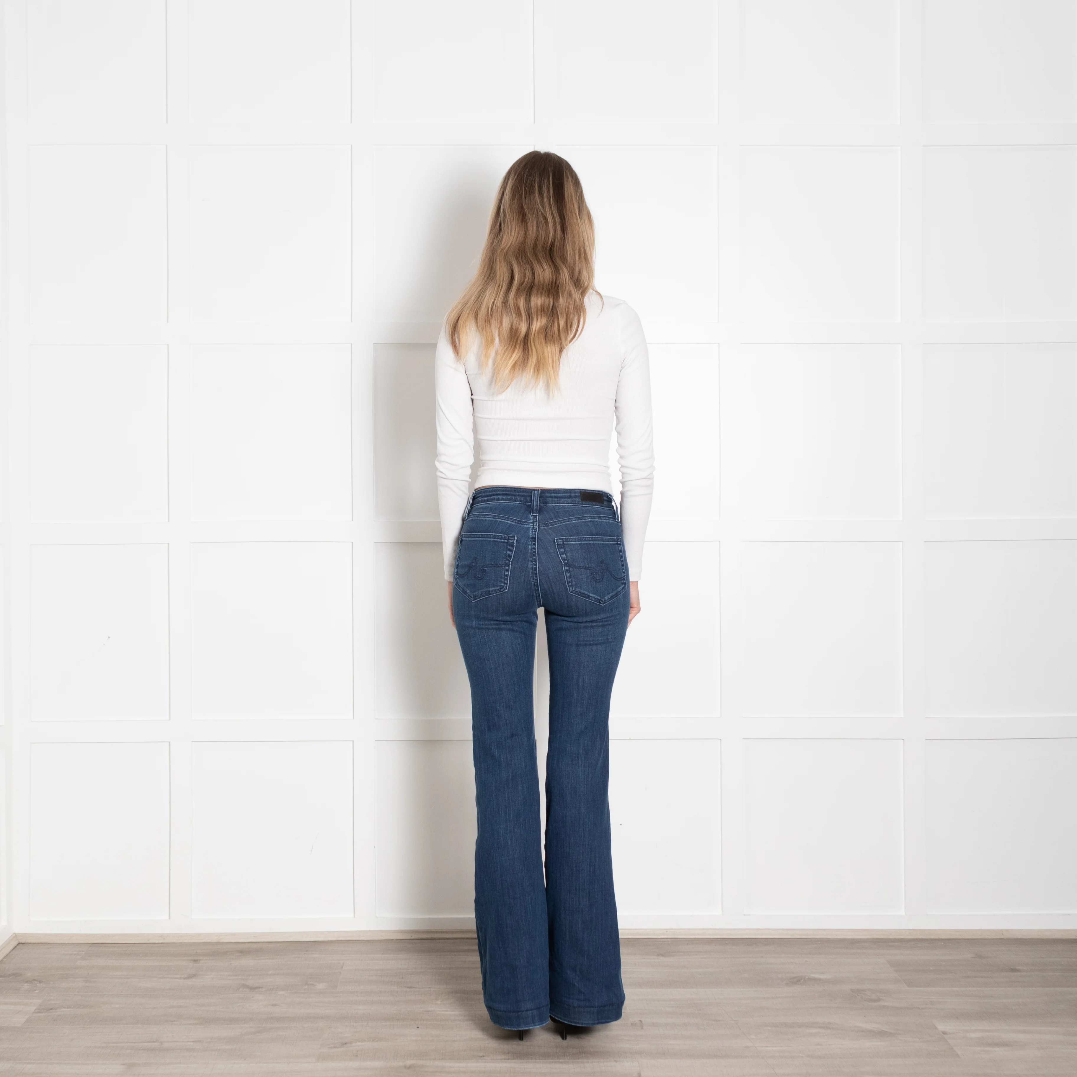 AG Blue Denim Tropea High Rise Flared Jeans - Image 5