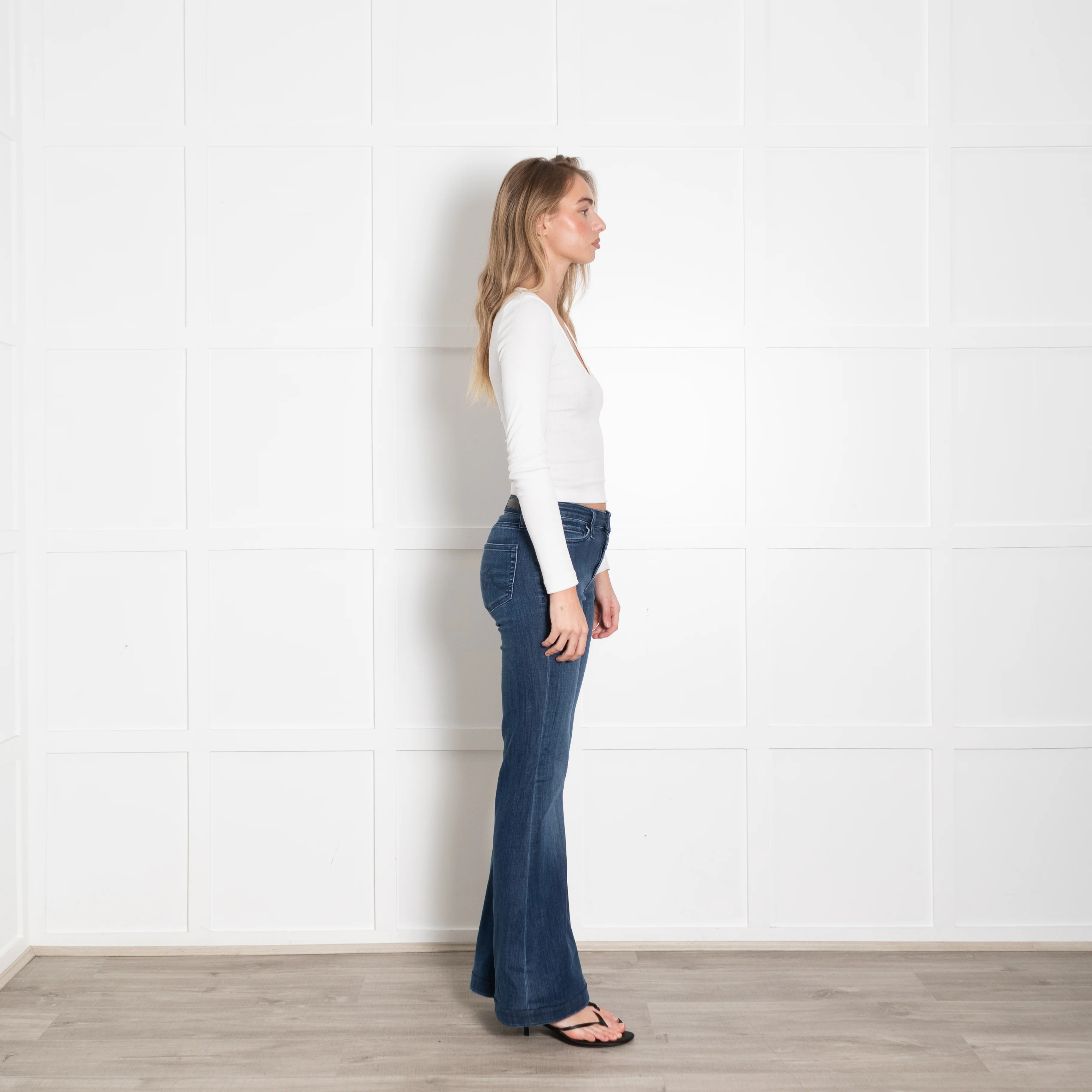 AG Blue Denim Tropea High Rise Flared Jeans - Image 6