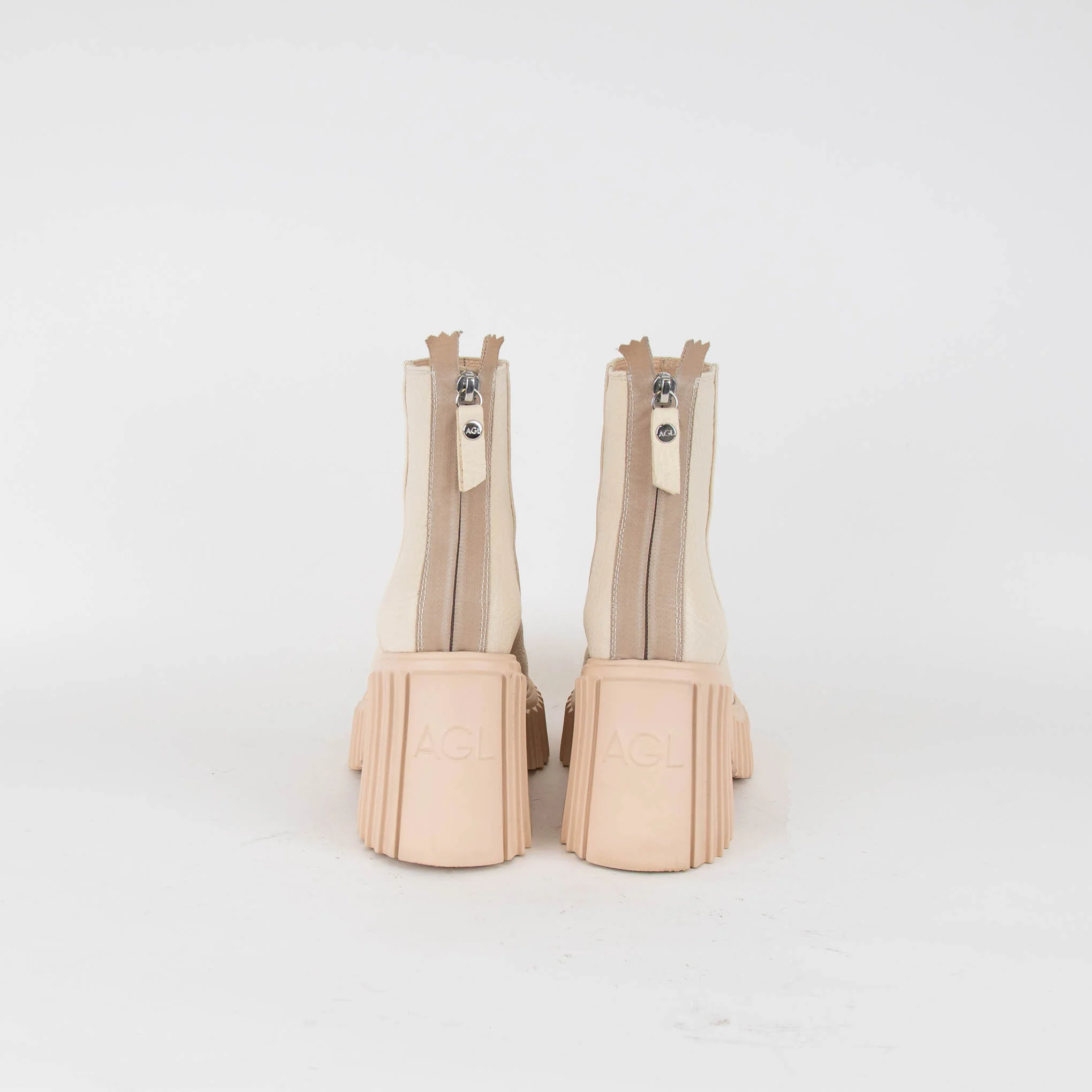AGL Tiggy Cream Boots With Block Heel - Image 4
