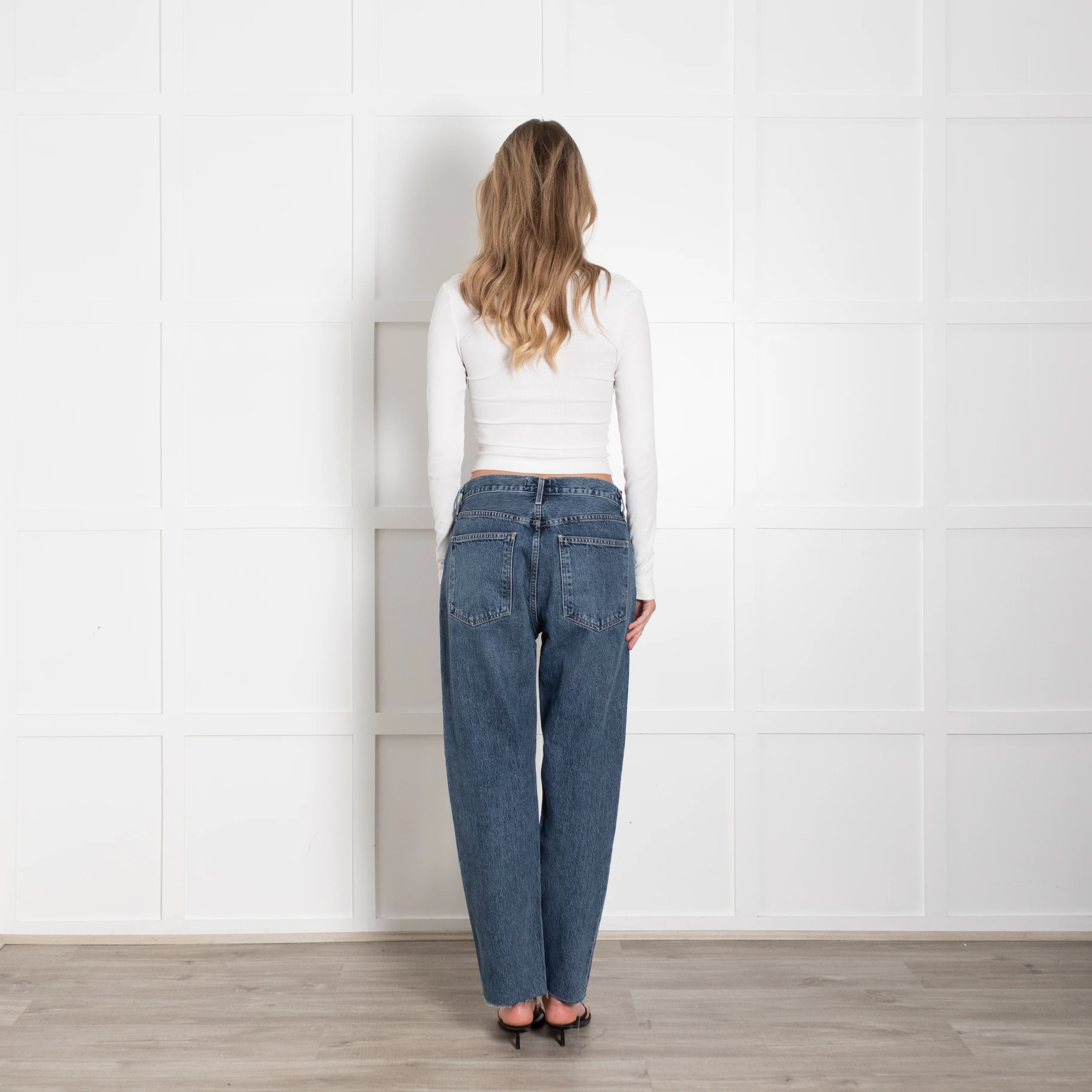 Agolde Blue Raw Edges Straight Leg Jeans - Image 5