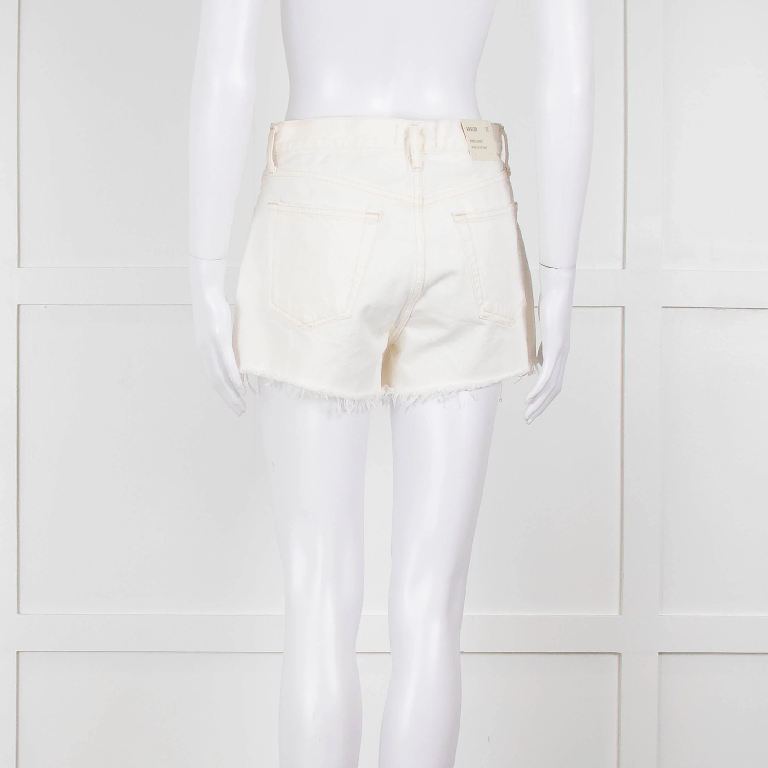 Agolde Cream Denim Raw Edge Parker Shorts - Image 5