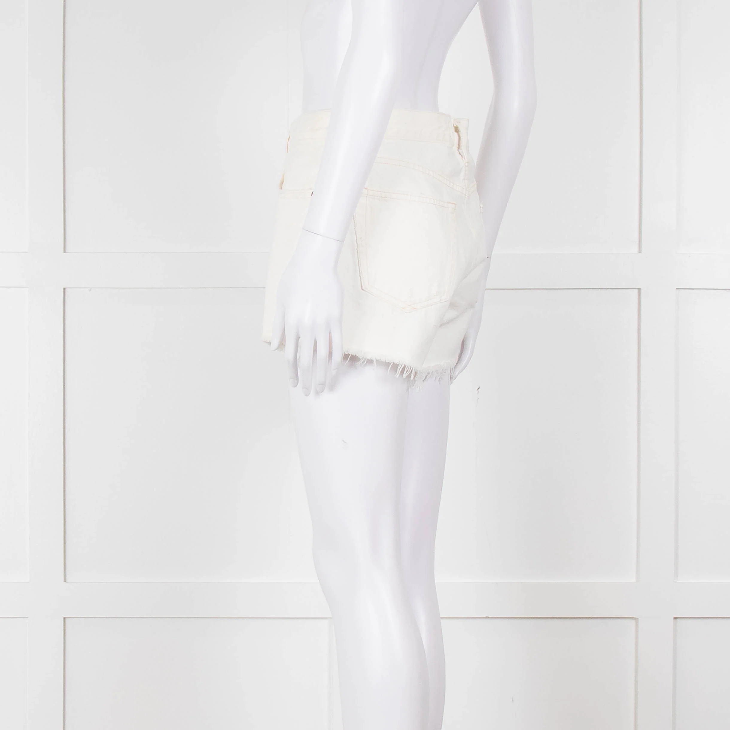 Agolde Cream Denim Raw Edge Parker Shorts - Image 6