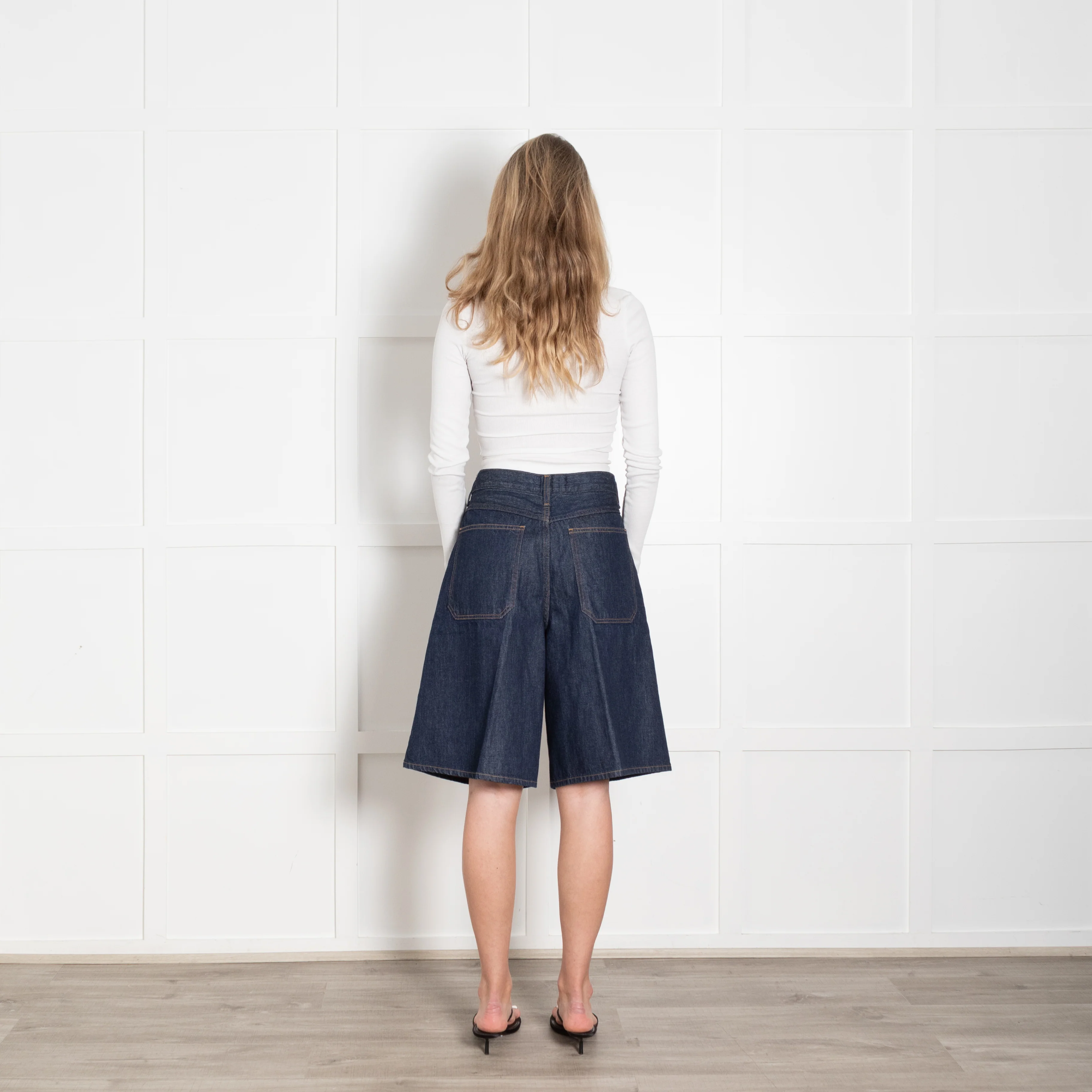 Agolde Dark Blue Denim Long Shorts - Image 5