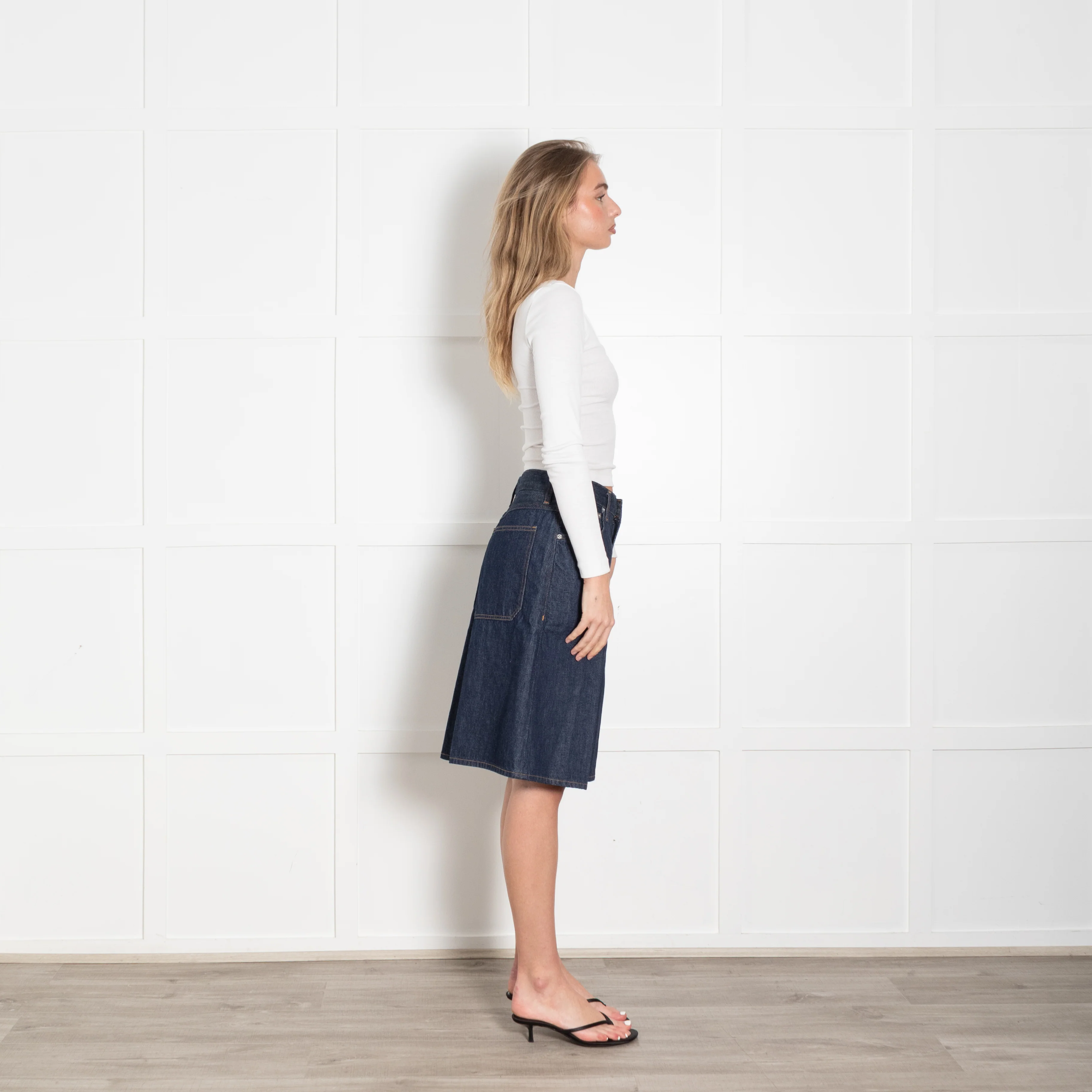 Agolde Dark Blue Denim Long Shorts - Image 6