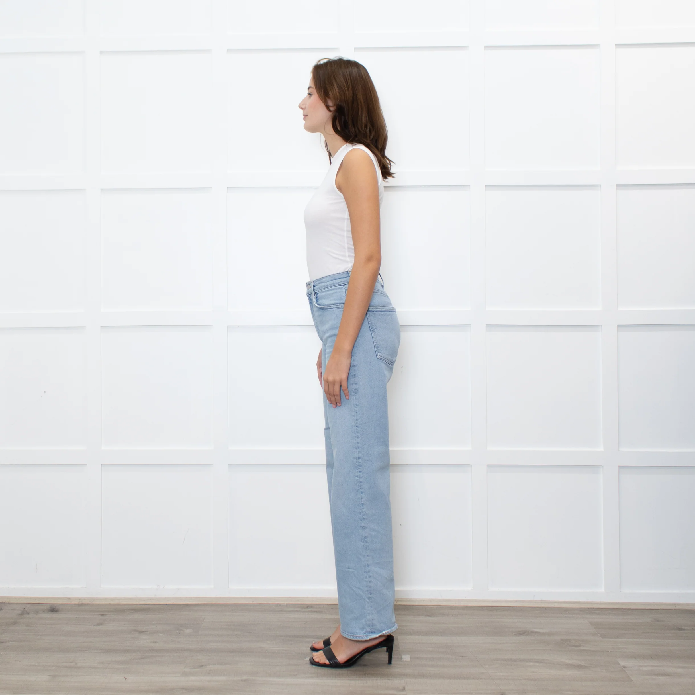 Agolde Pale Blue Wide Leg Ankle Length Harper Jeans - Image 4