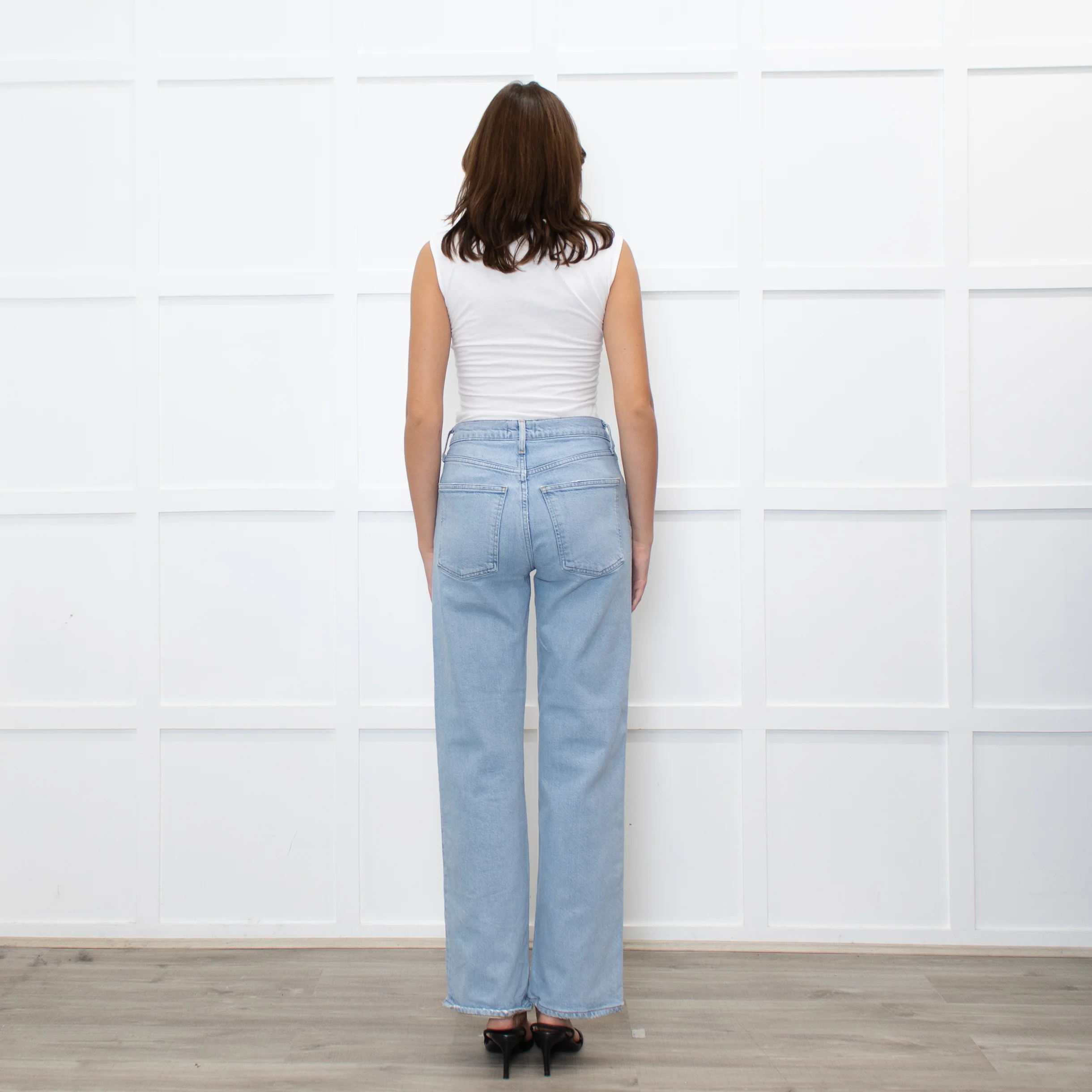 Agolde Pale Blue Wide Leg Ankle Length Harper Jeans - Image 5