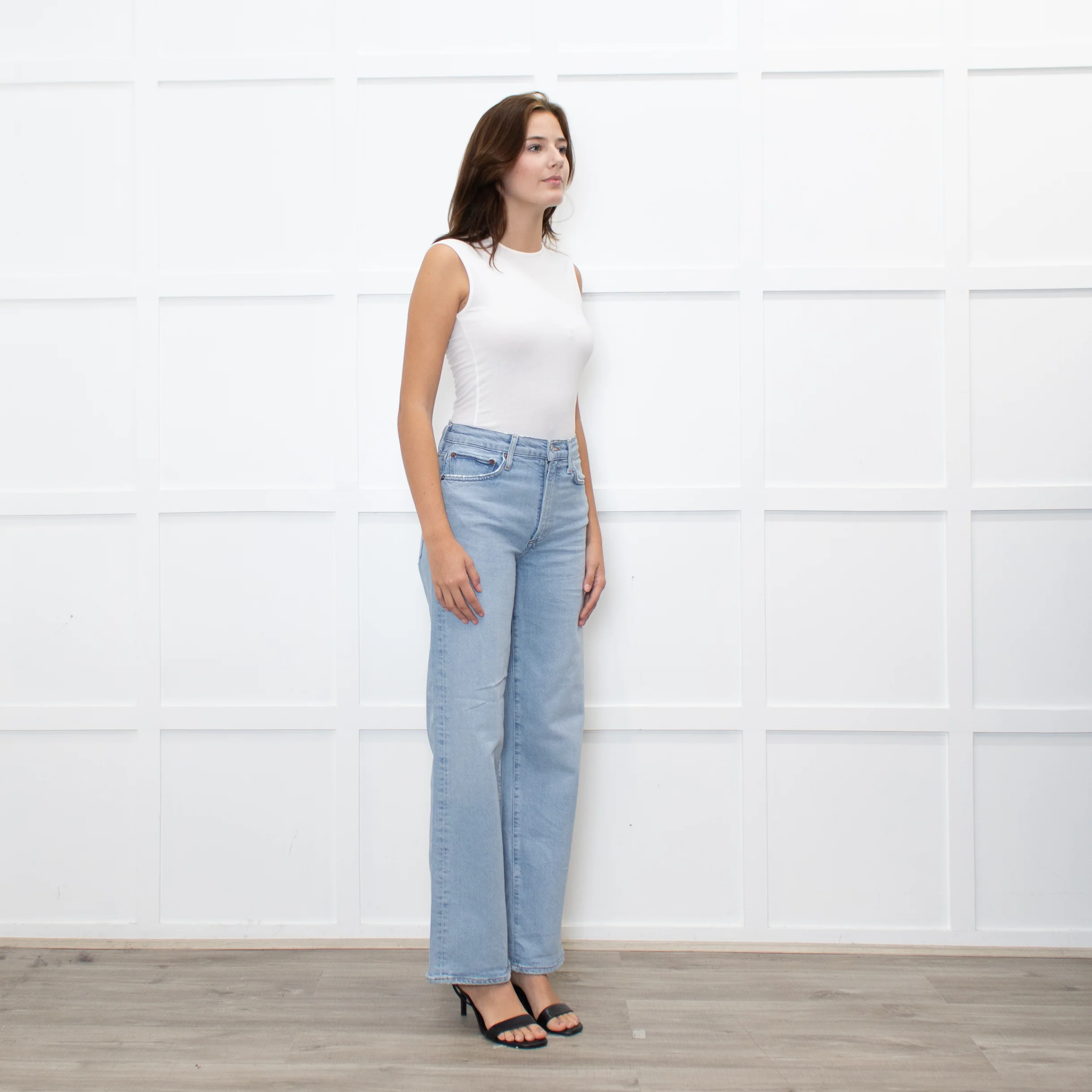 Agolde Pale Blue Wide Leg Ankle Length Harper Jeans - Image 7