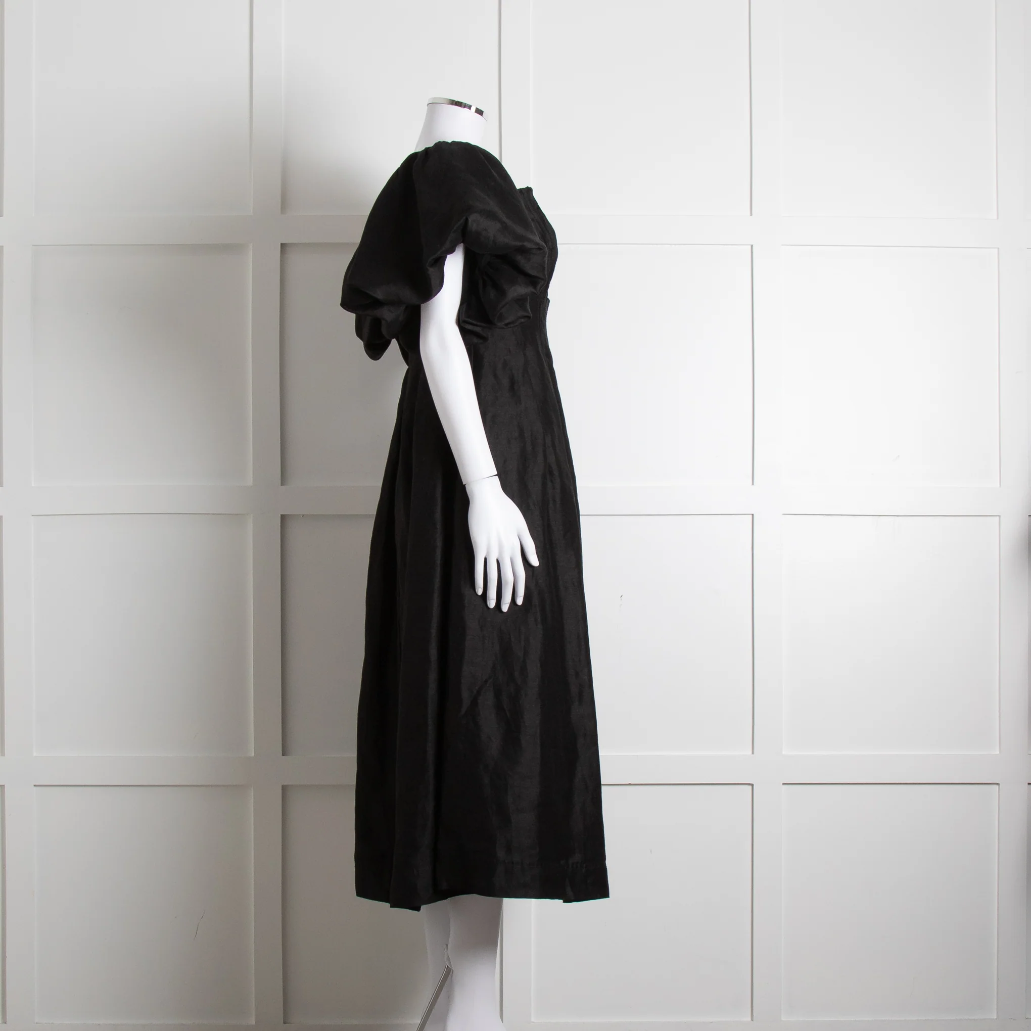 Aje Black Puffed Off The Shoulder Sleeves Midi Dress - Image 3