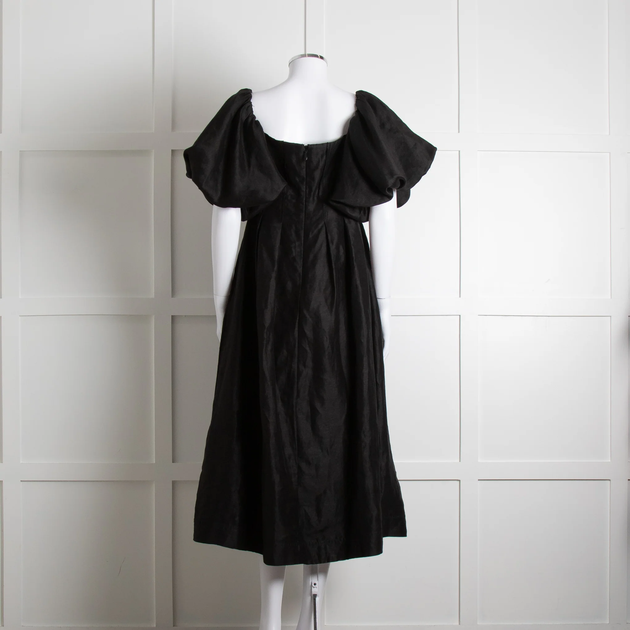 Aje Black Puffed Off The Shoulder Sleeves Midi Dress - Image 5
