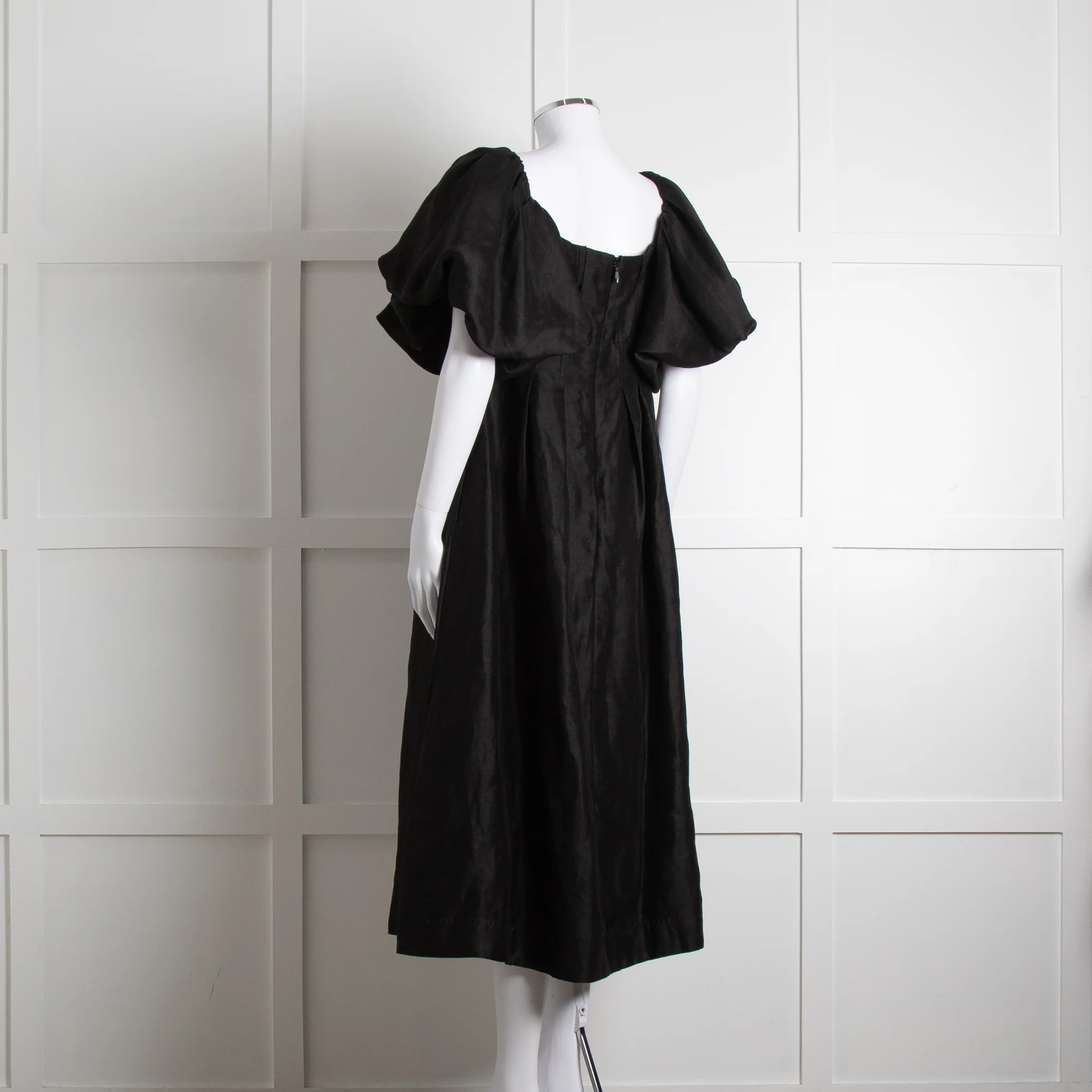 Aje Black Puffed Off The Shoulder Sleeves Midi Dress - Image 6