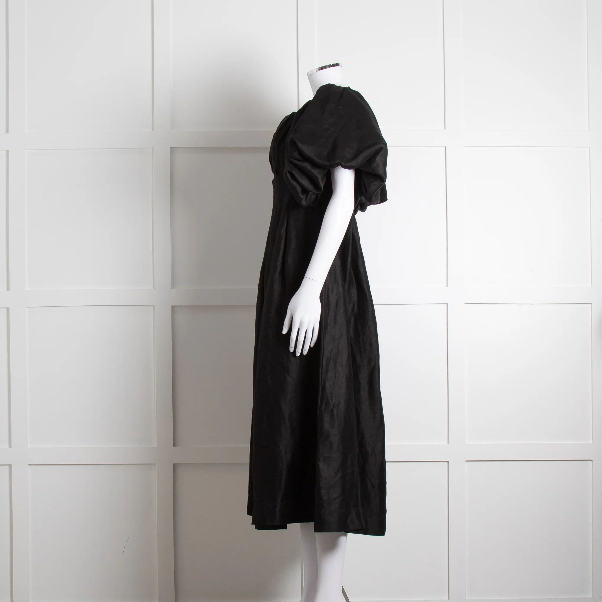 Aje Black Puffed Off The Shoulder Sleeves Midi Dress - Image 7