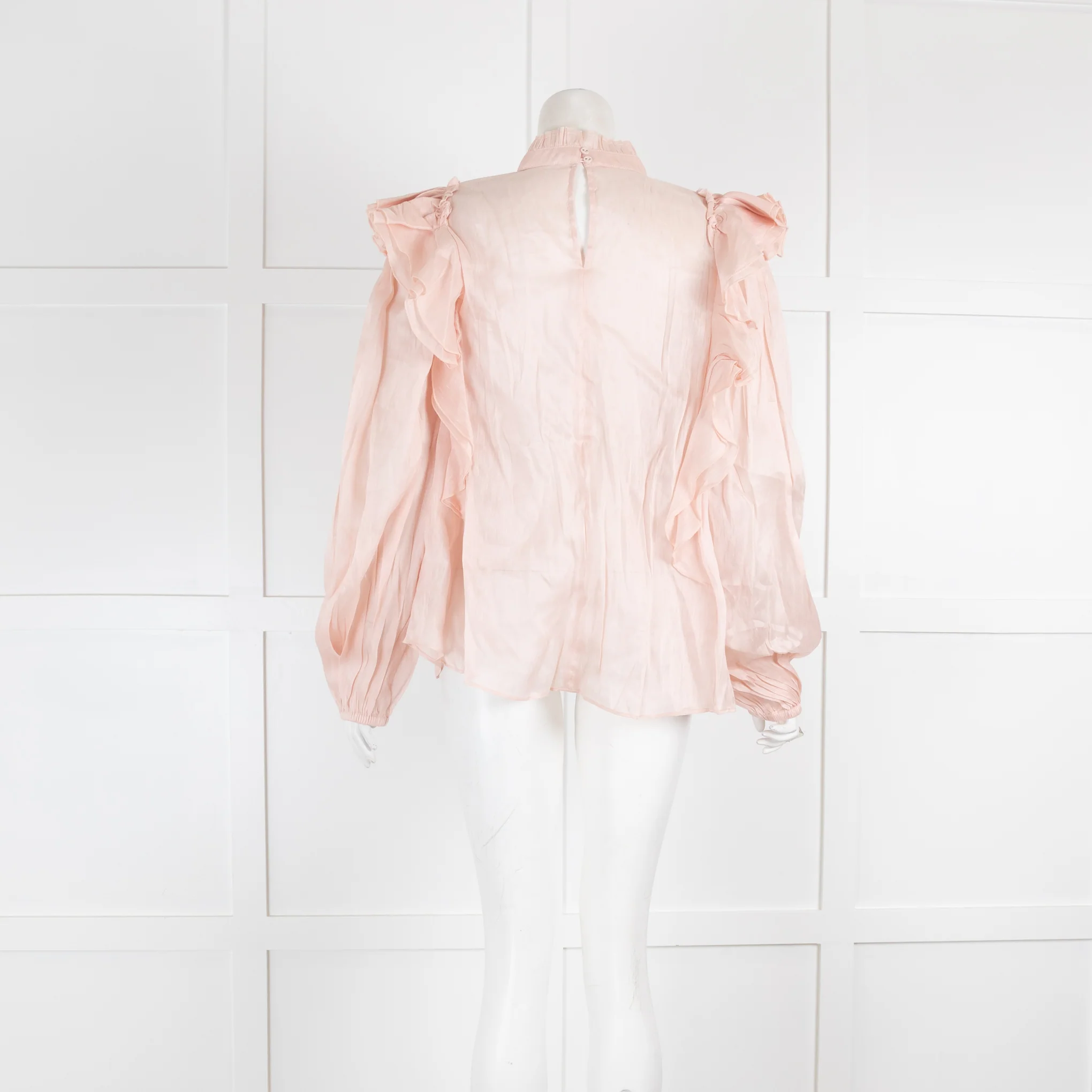 Aje Pale Pink Ruffle Shoulder Sahara Blouse - Image 3