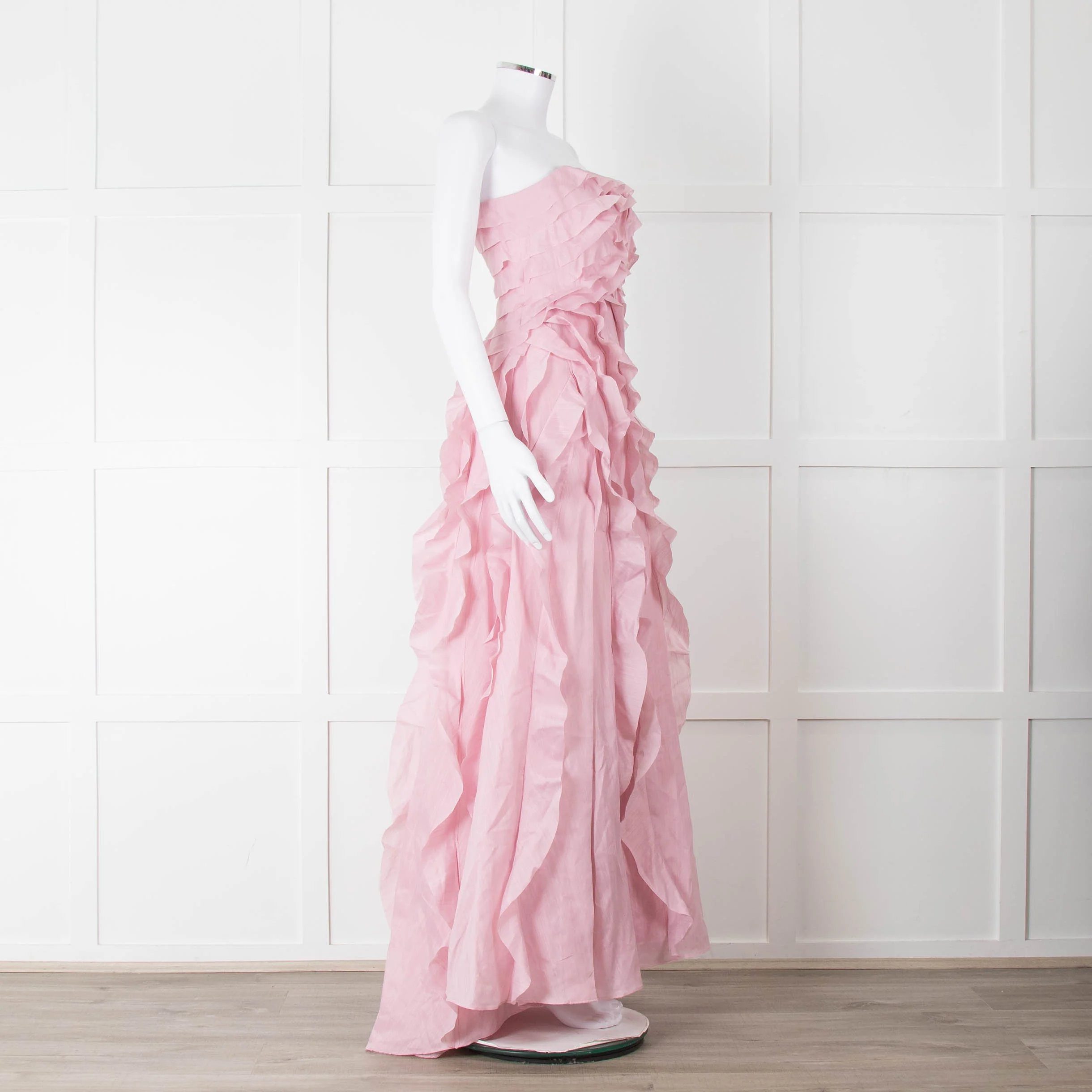 Aje Pale Pink Strapless Frill Maxi Dress - Image 2
