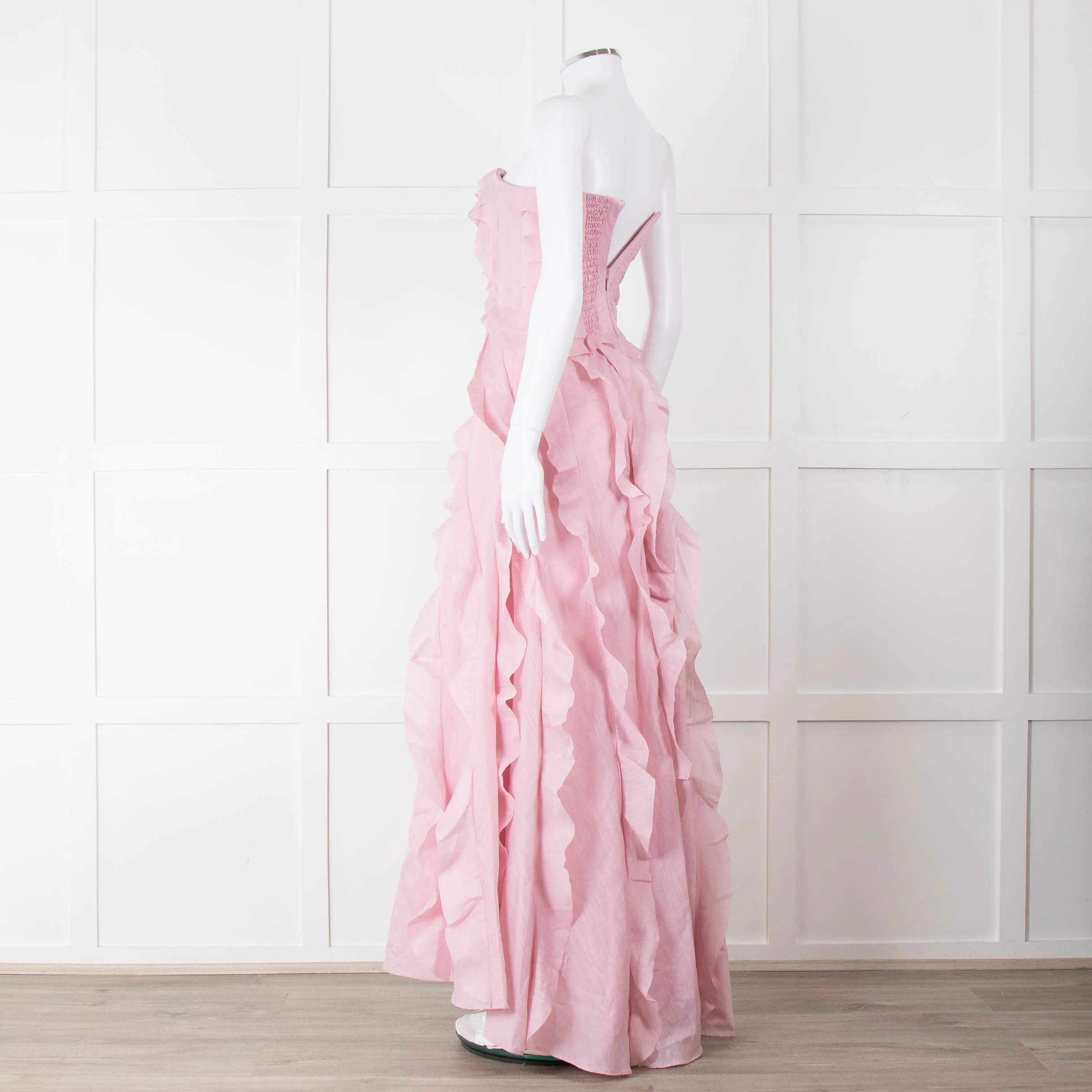 Aje Pale Pink Strapless Frill Maxi Dress - Image 6
