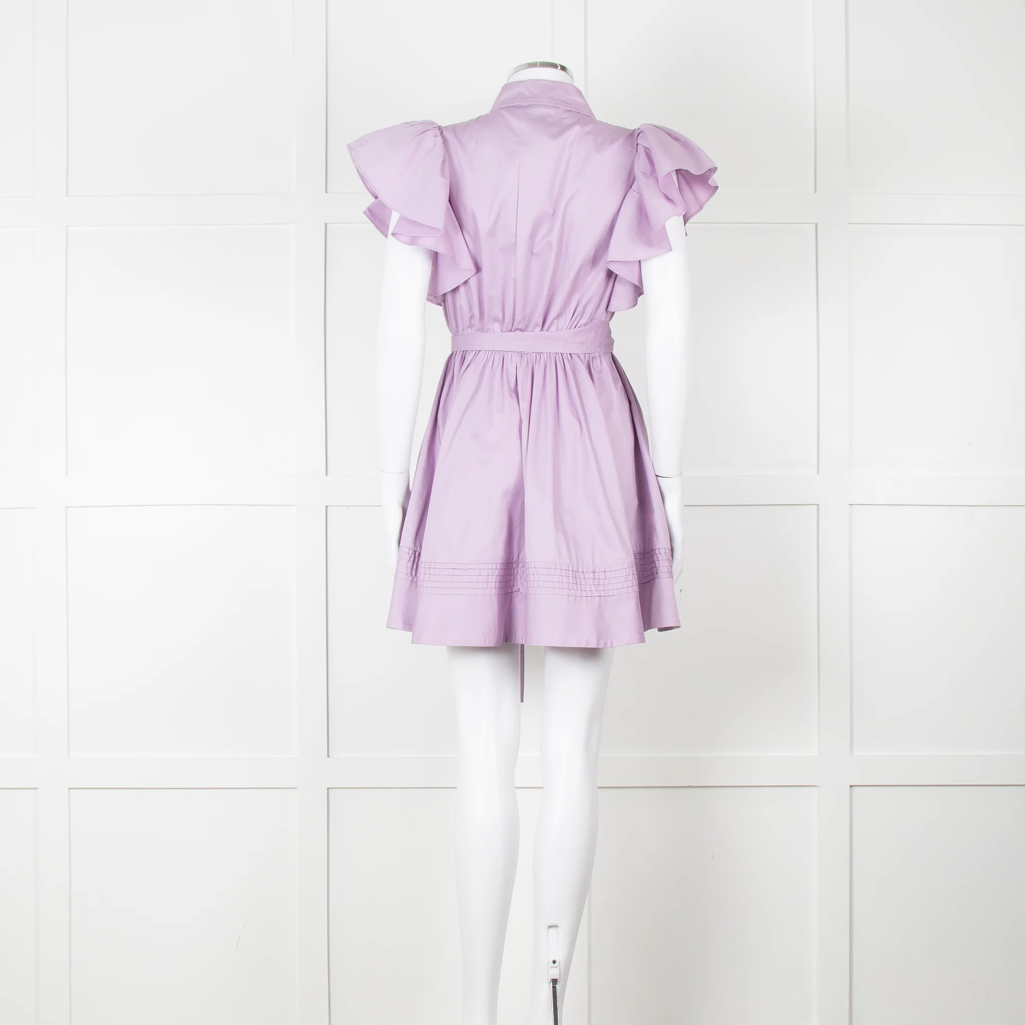 Aje Purple Short Frill Sleeve Shirt Dress With Tie Belt - Image 5