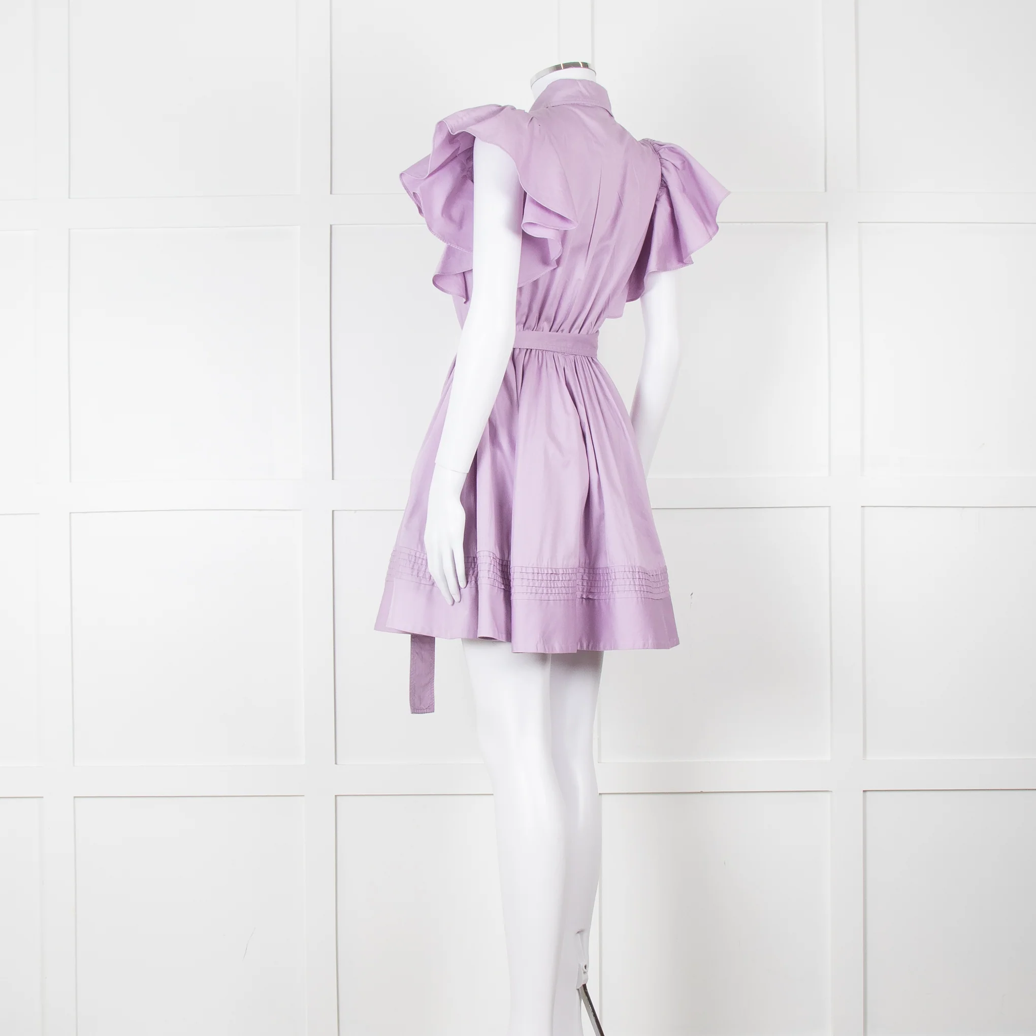 Aje Purple Short Frill Sleeve Shirt Dress With Tie Belt - Image 6