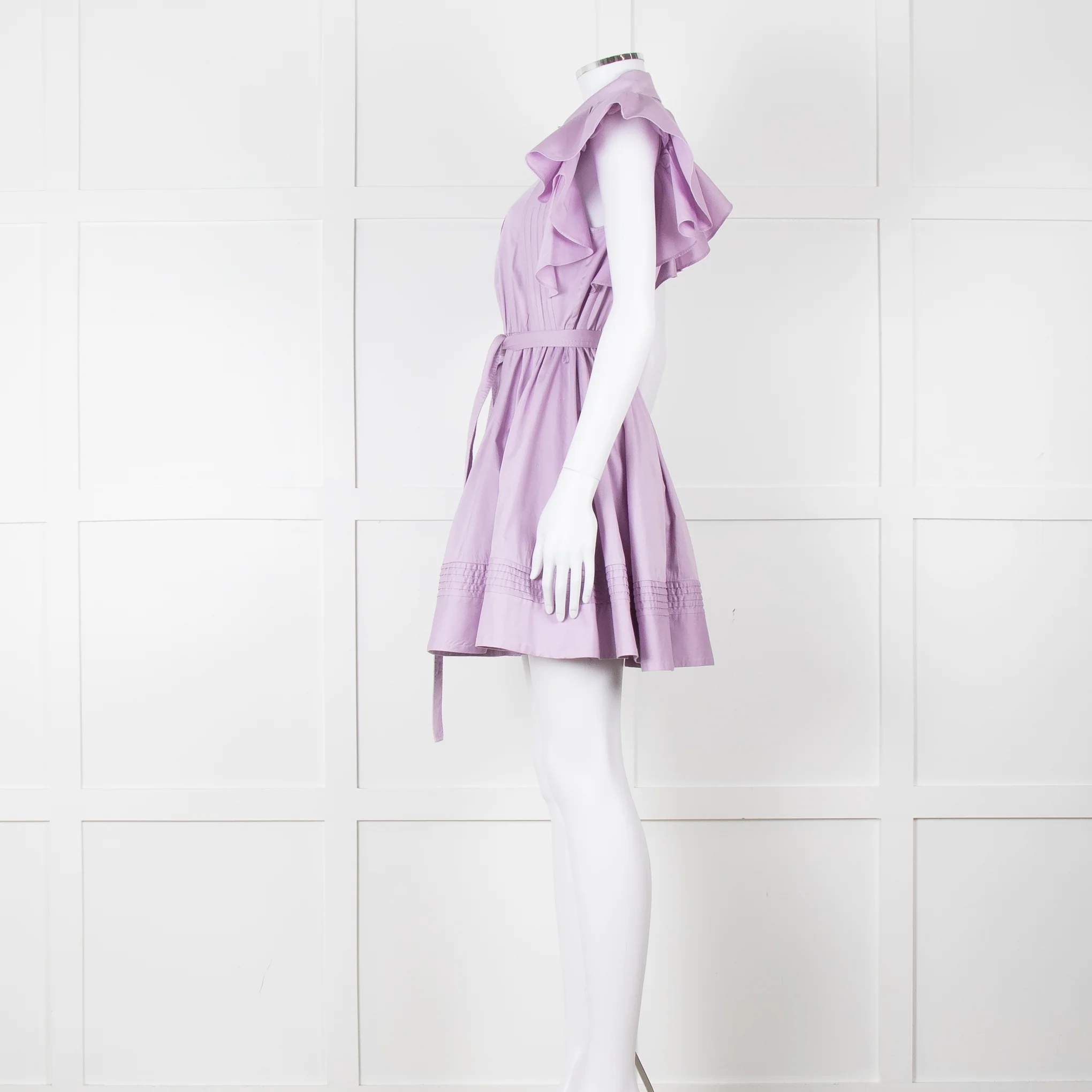 Aje Purple Short Frill Sleeve Shirt Dress With Tie Belt - Image 7