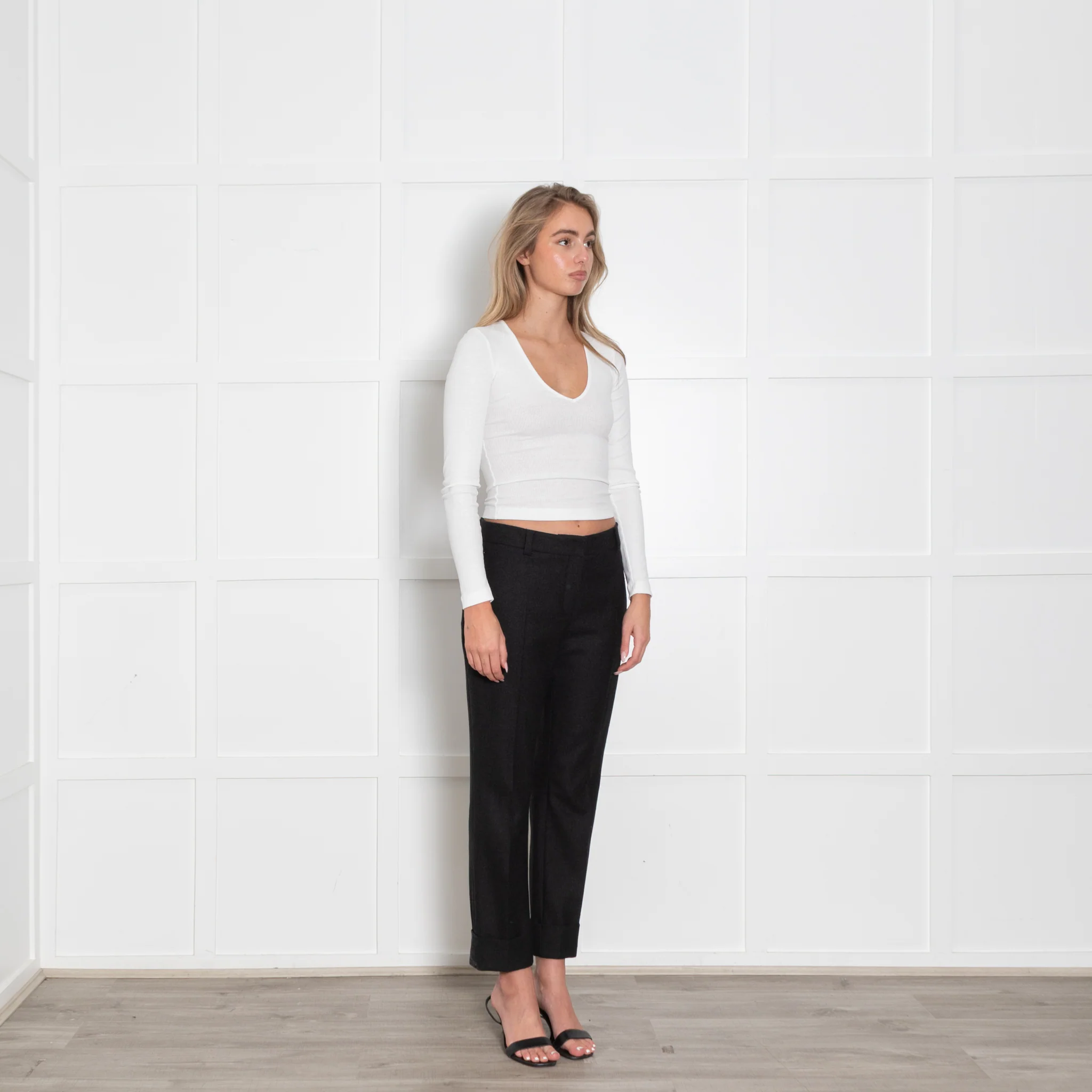 Akris Dark Grey Wool Turn Up Trousers - Image 4