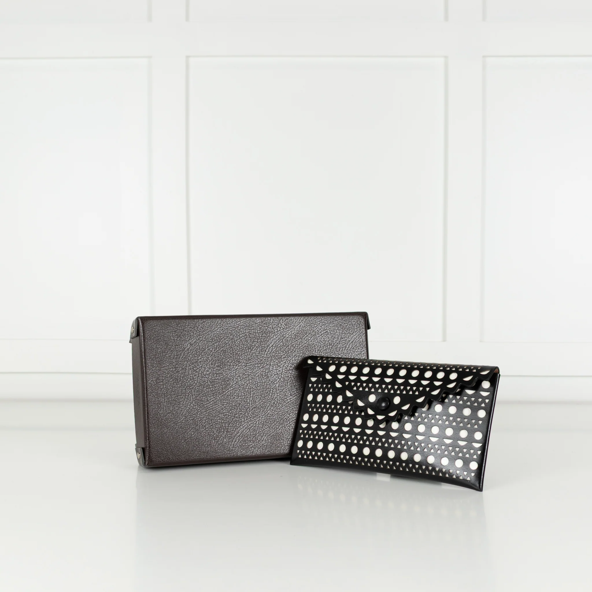 Alaia Black and White Laser Cut Envelope Clutch - Image 3