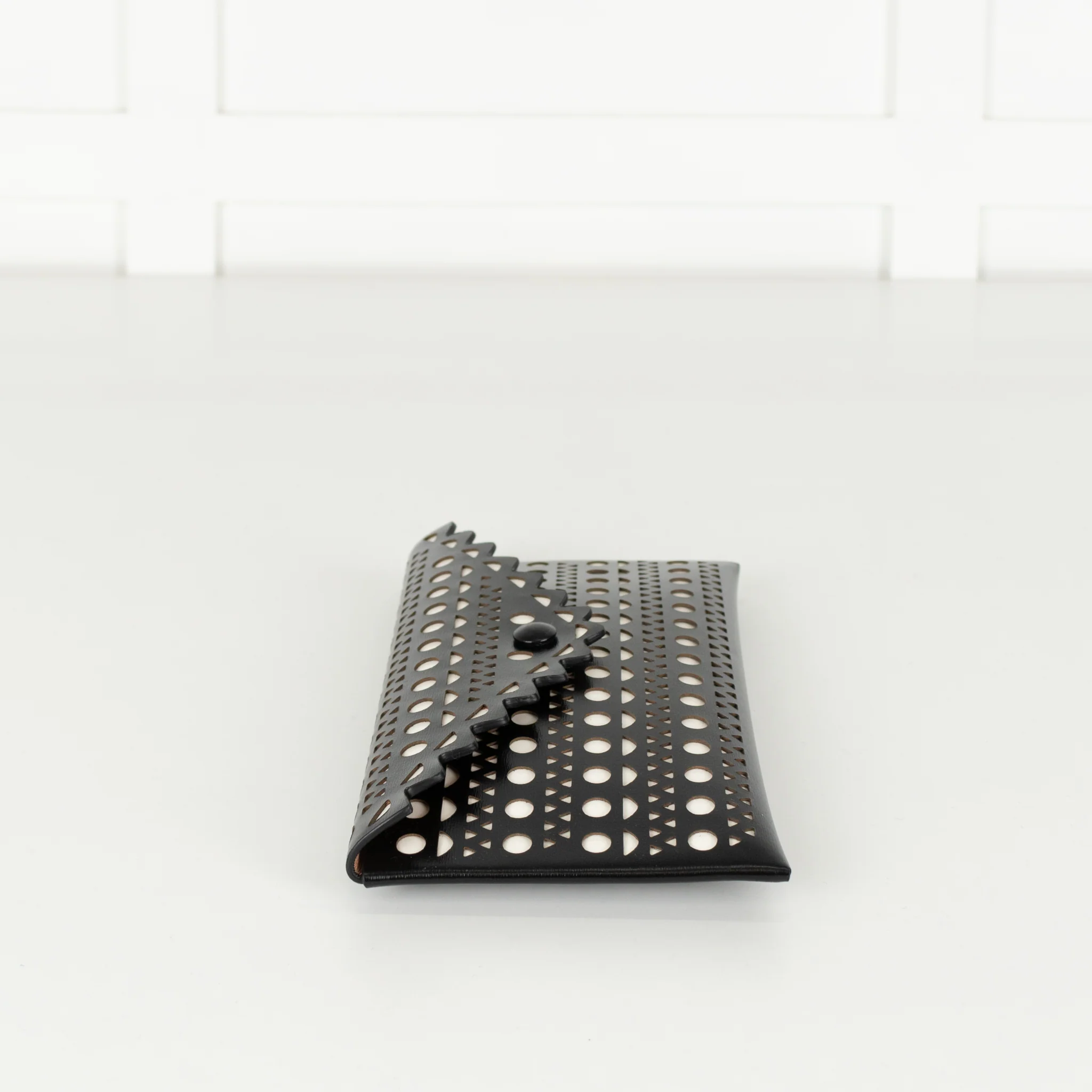 Alaia Black and White Laser Cut Envelope Clutch - Image 4