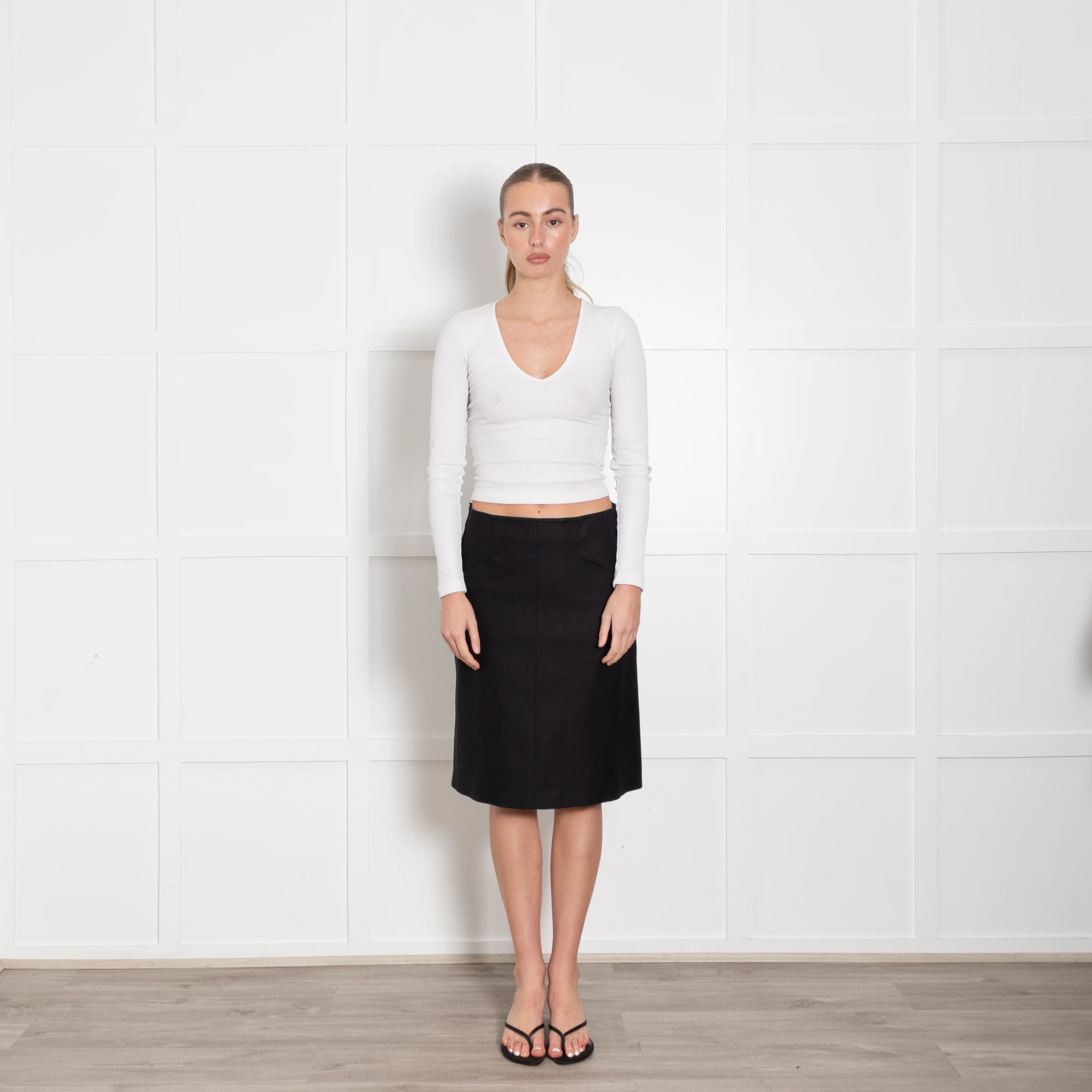 Alaia Black Corset Detail Heavy Cotton Skirt