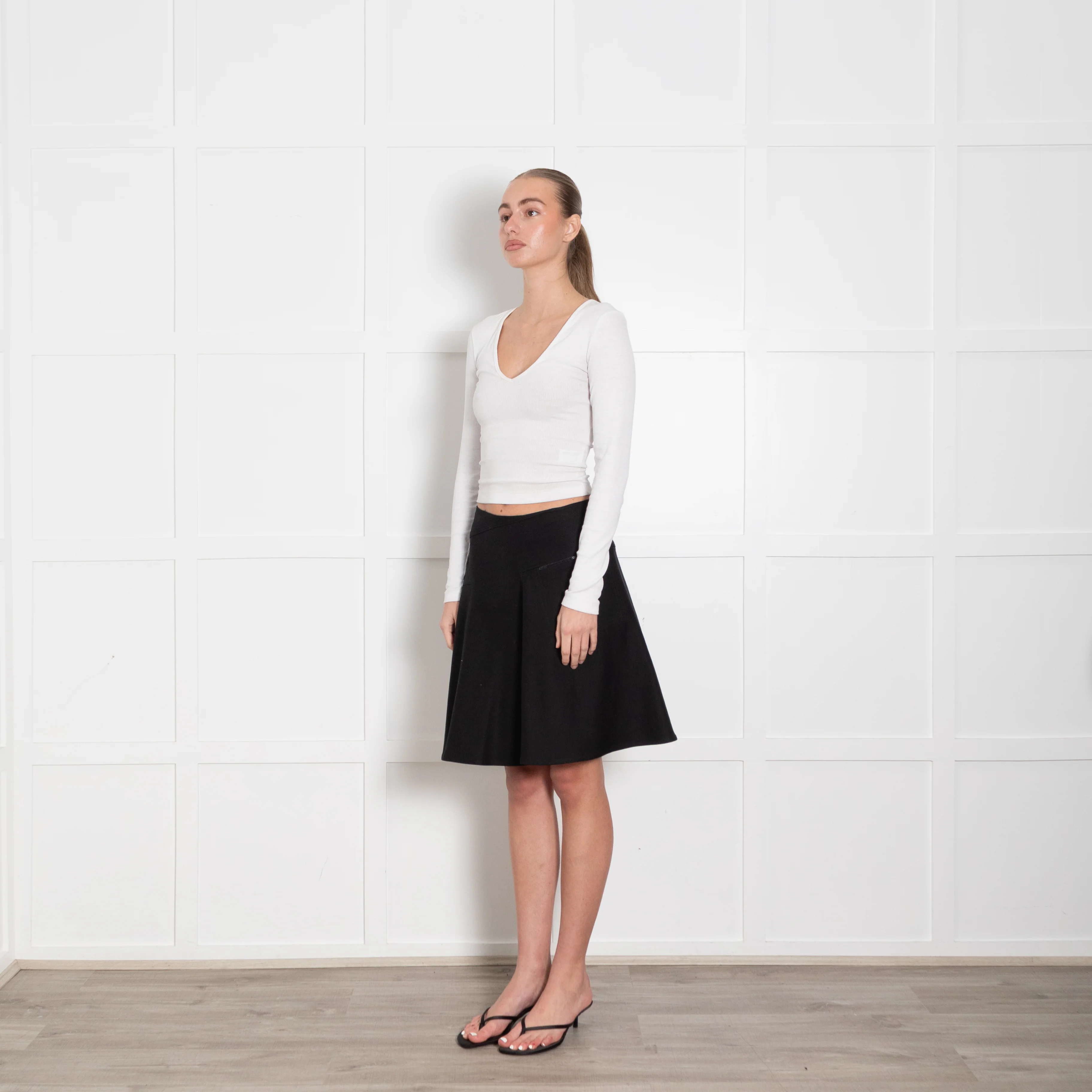 Alaia Black Heavy Cotton A-Line Short Skirt - Image 3