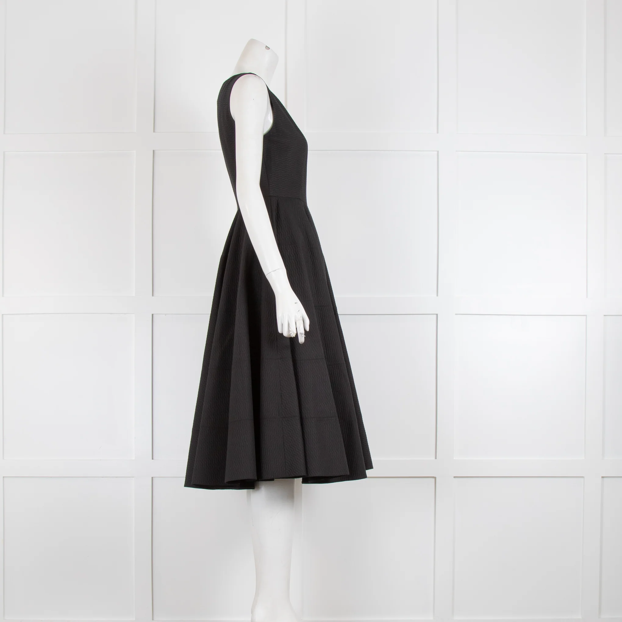 Alaia Black Textured Cotton Fit And Flare Sleeveless Dress - Image 2