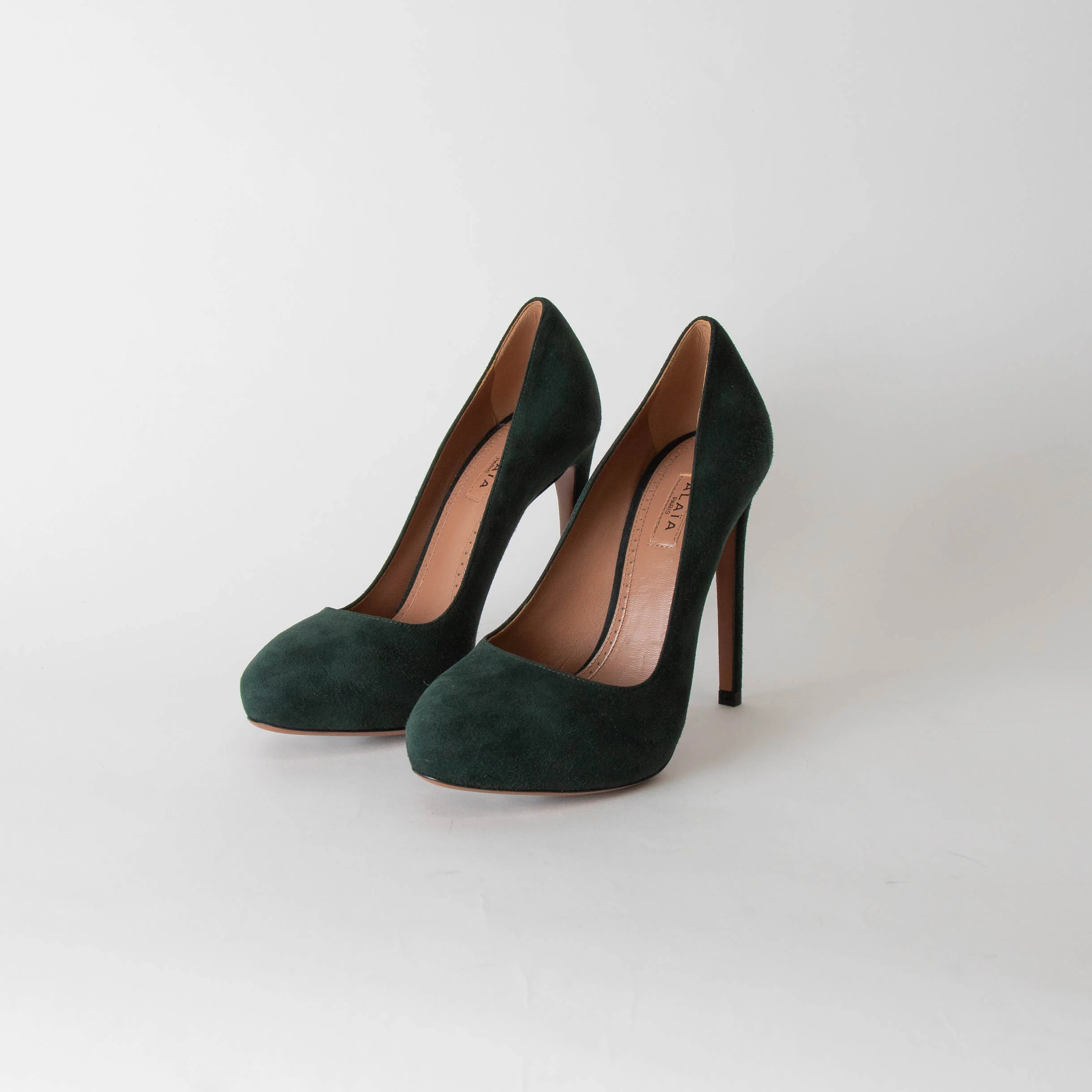 Alaia Dark Green Suede High Heel Shoes