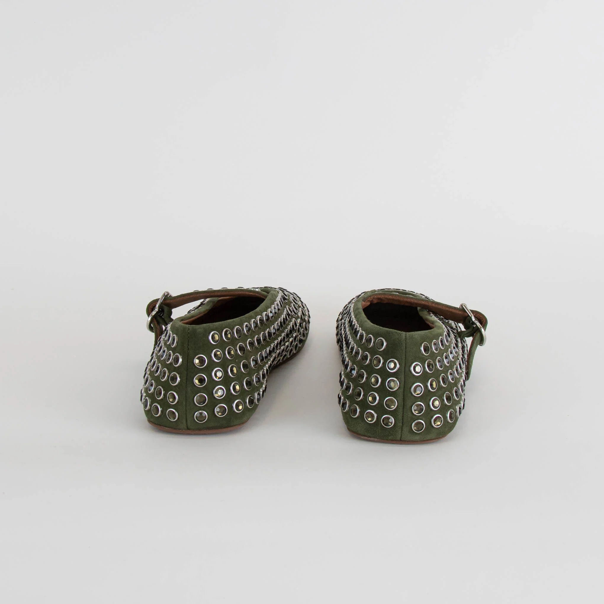 Alaia Khaki Studded Ballet Flats - Image 3