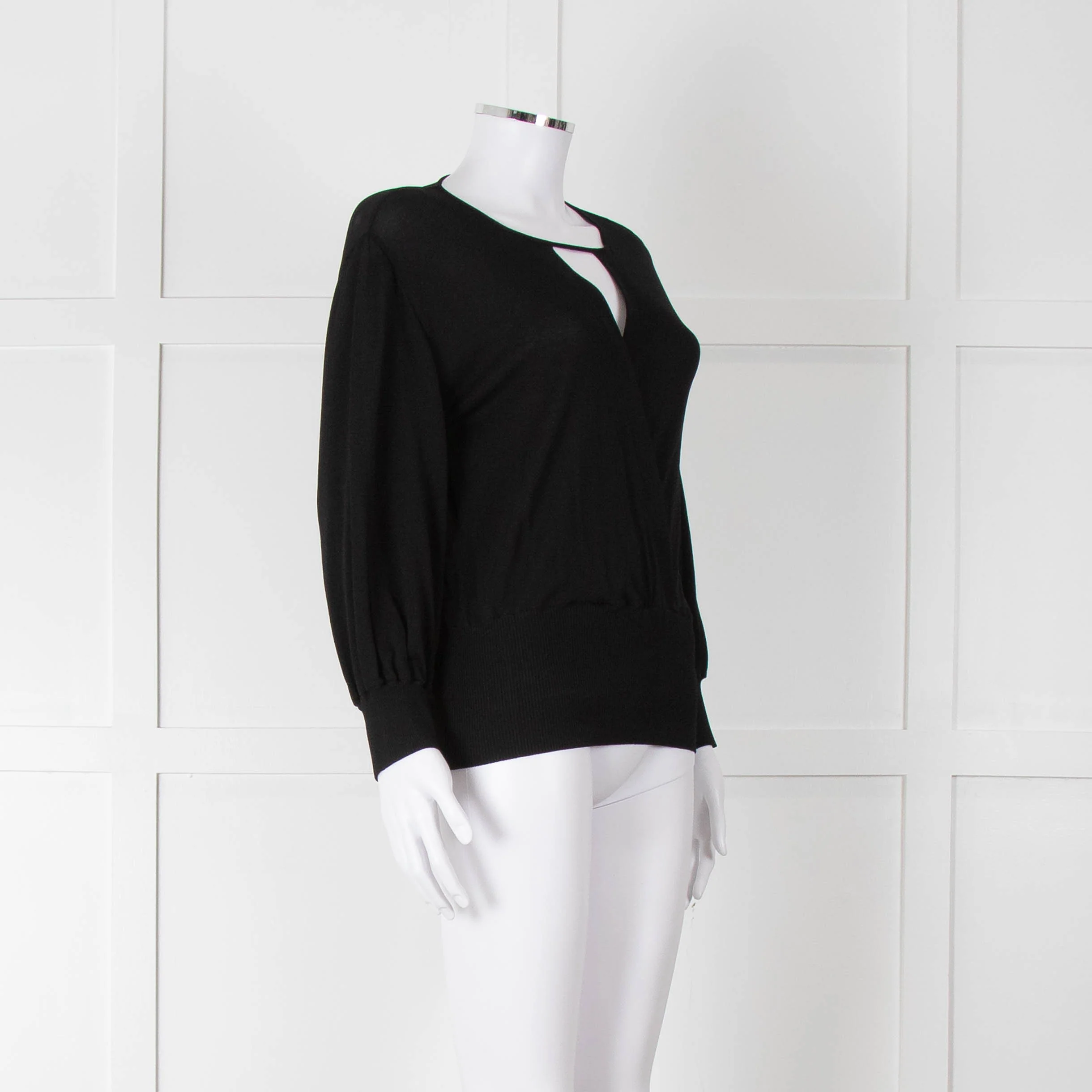 Alberta Ferretti Black Crossover Thin Knit Top - Image 2