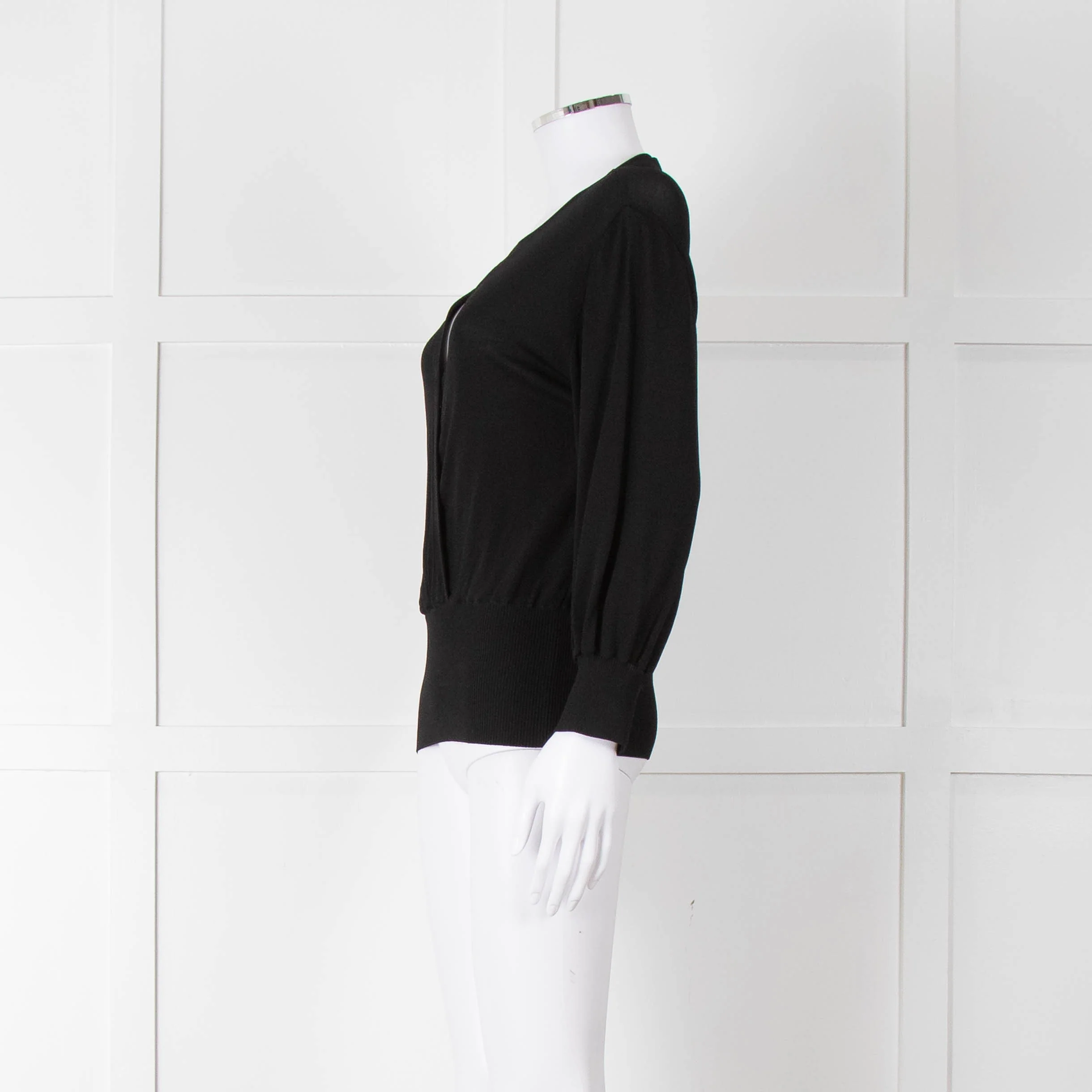 Alberta Ferretti Black Crossover Thin Knit Top - Image 7