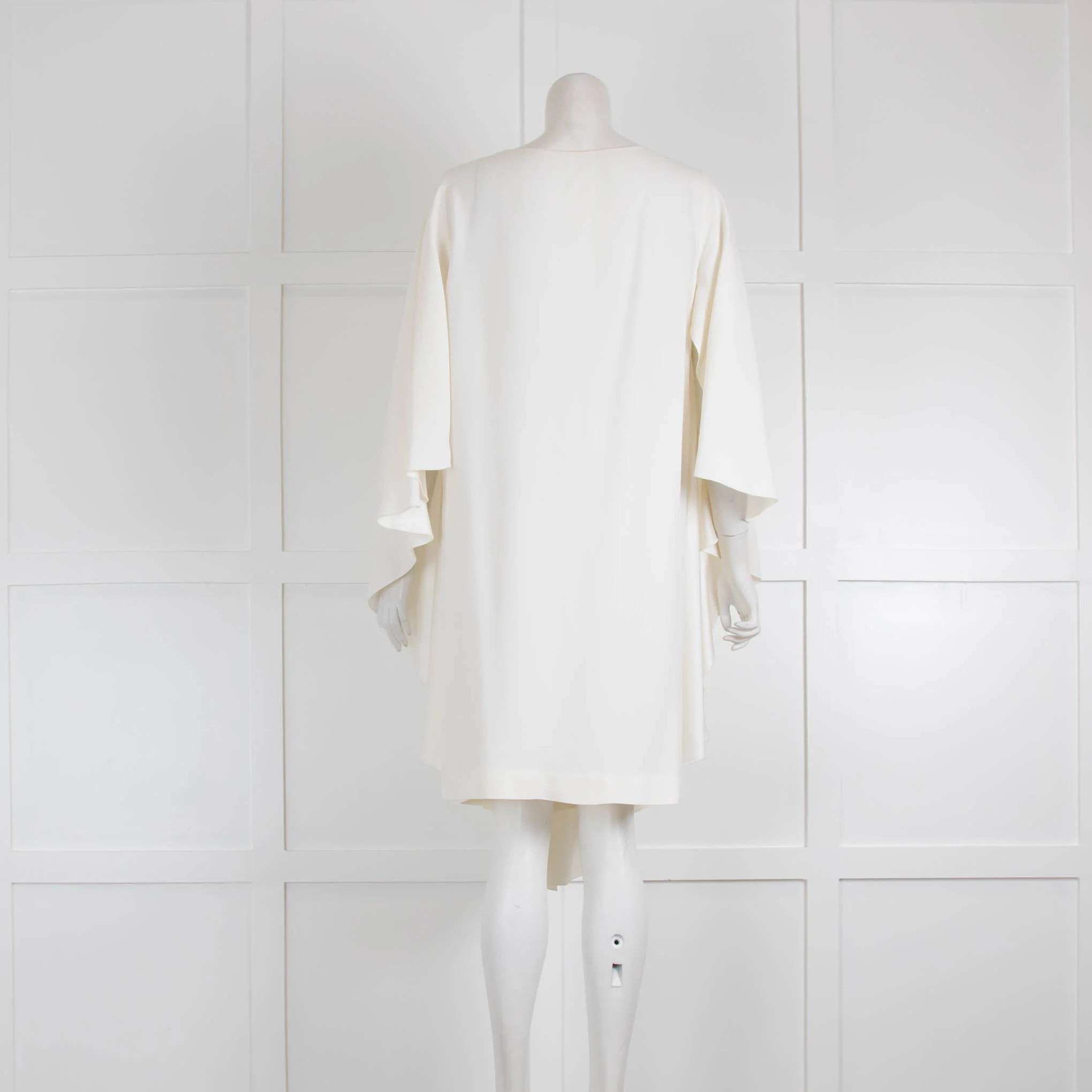 Alberta Ferretti Cream V Neck Silk Blouse Cape - Image 3