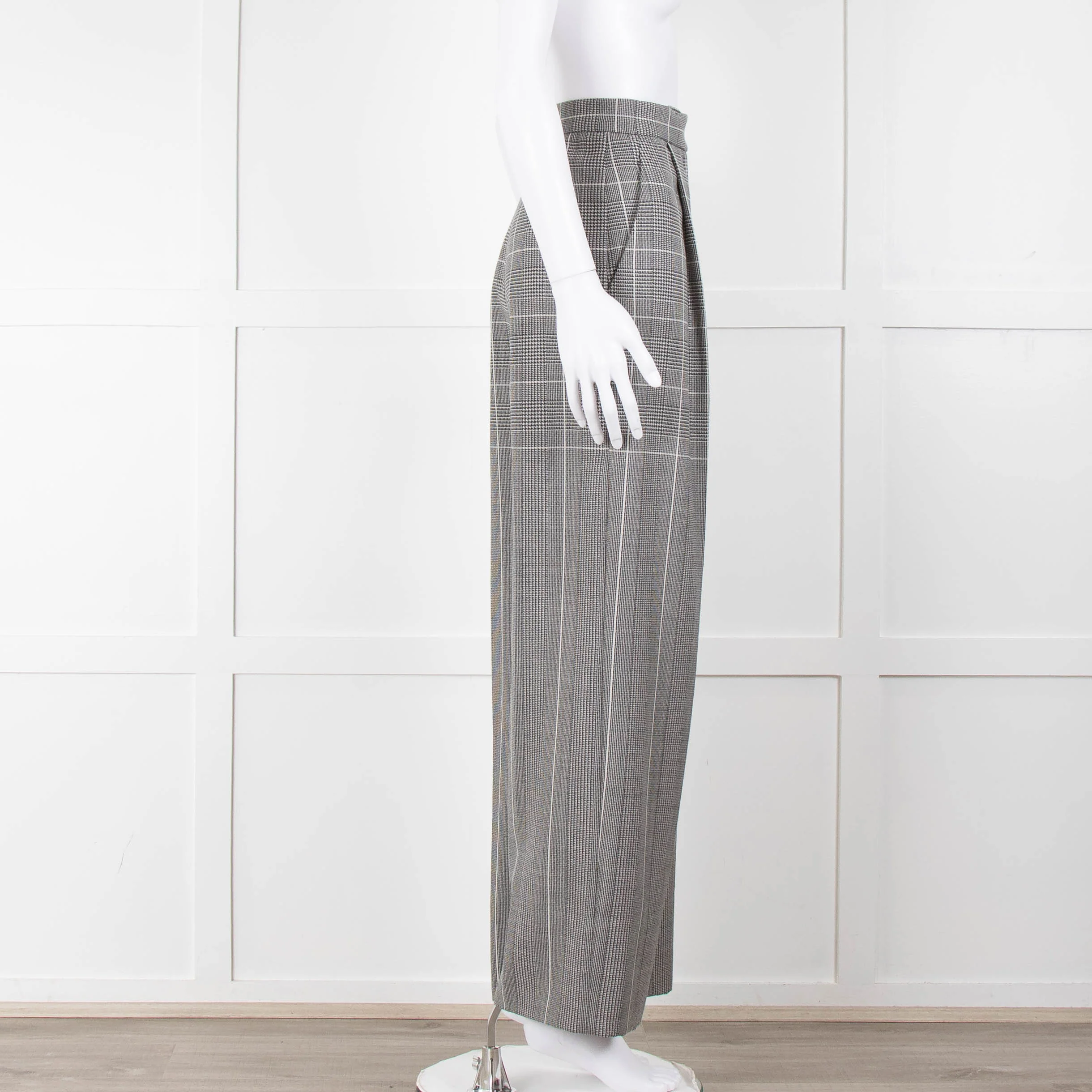 Alberta Ferretti Prince of Wales Check Wide Leg Trousers - Image 3