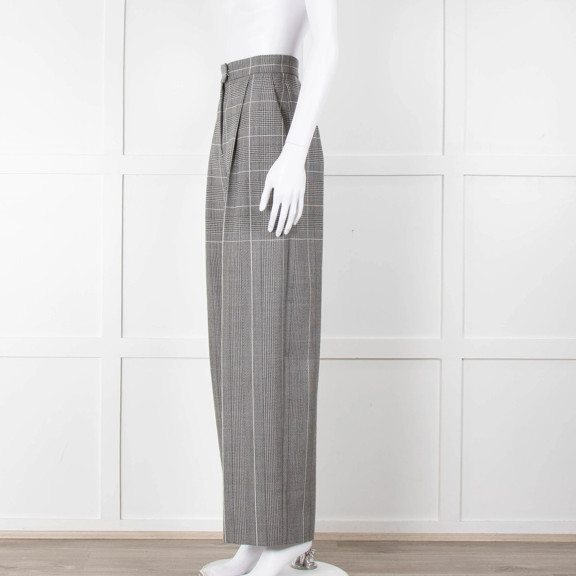 Alberta Ferretti Prince of Wales Check Wide Leg Trousers - Image 7
