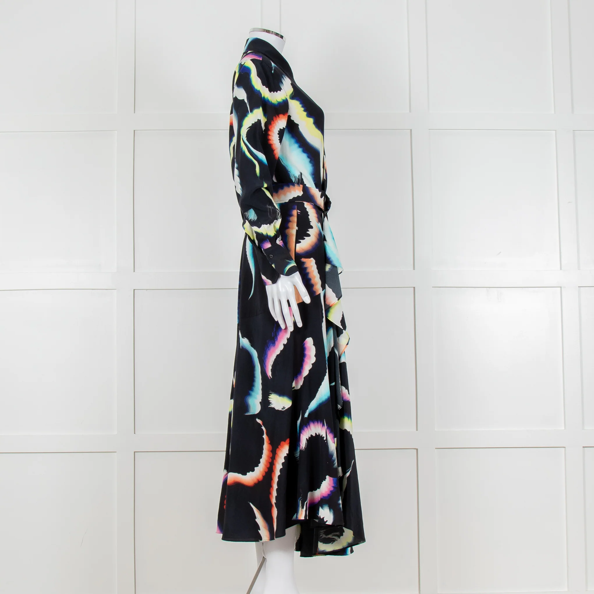 A.L.C Black Layered Maxi Dress with Frill Trim - Image 3
