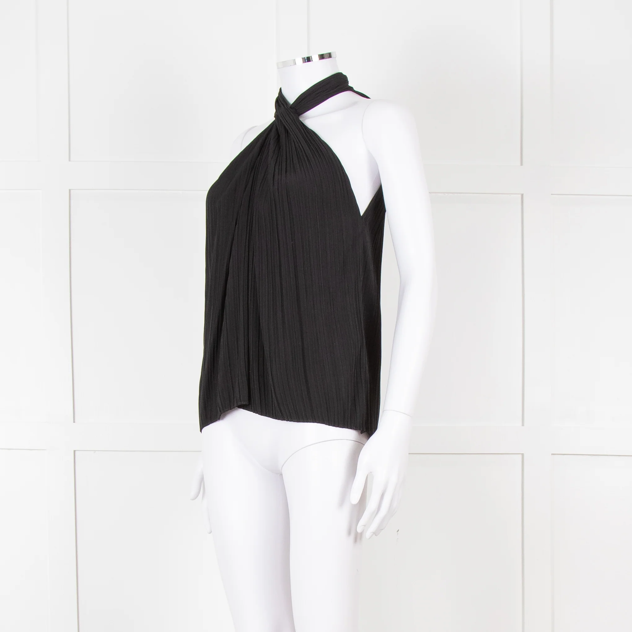 A.L.C Black Plisse Halterneck Blouse - Image 2