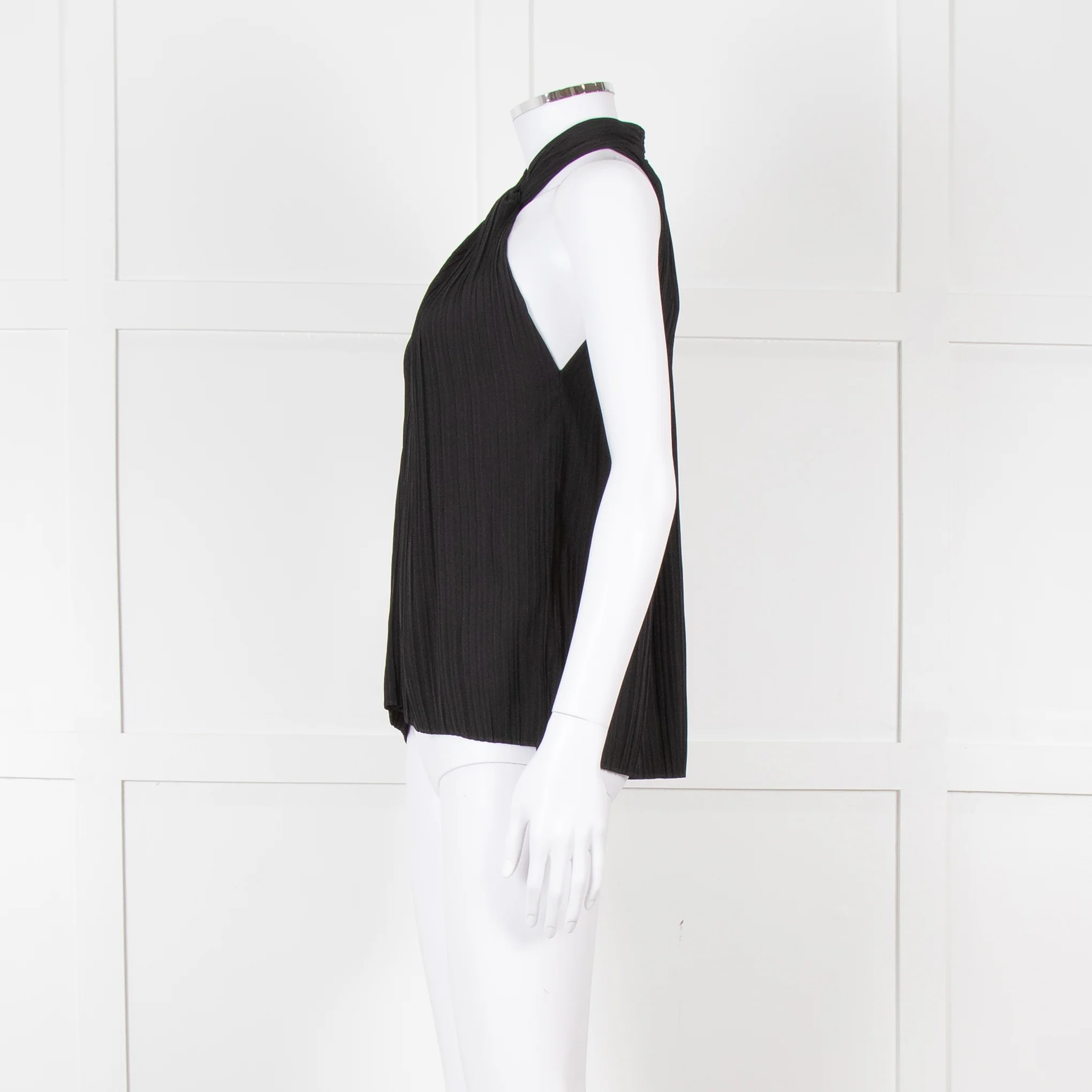 A.L.C Black Plisse Halterneck Blouse - Image 3
