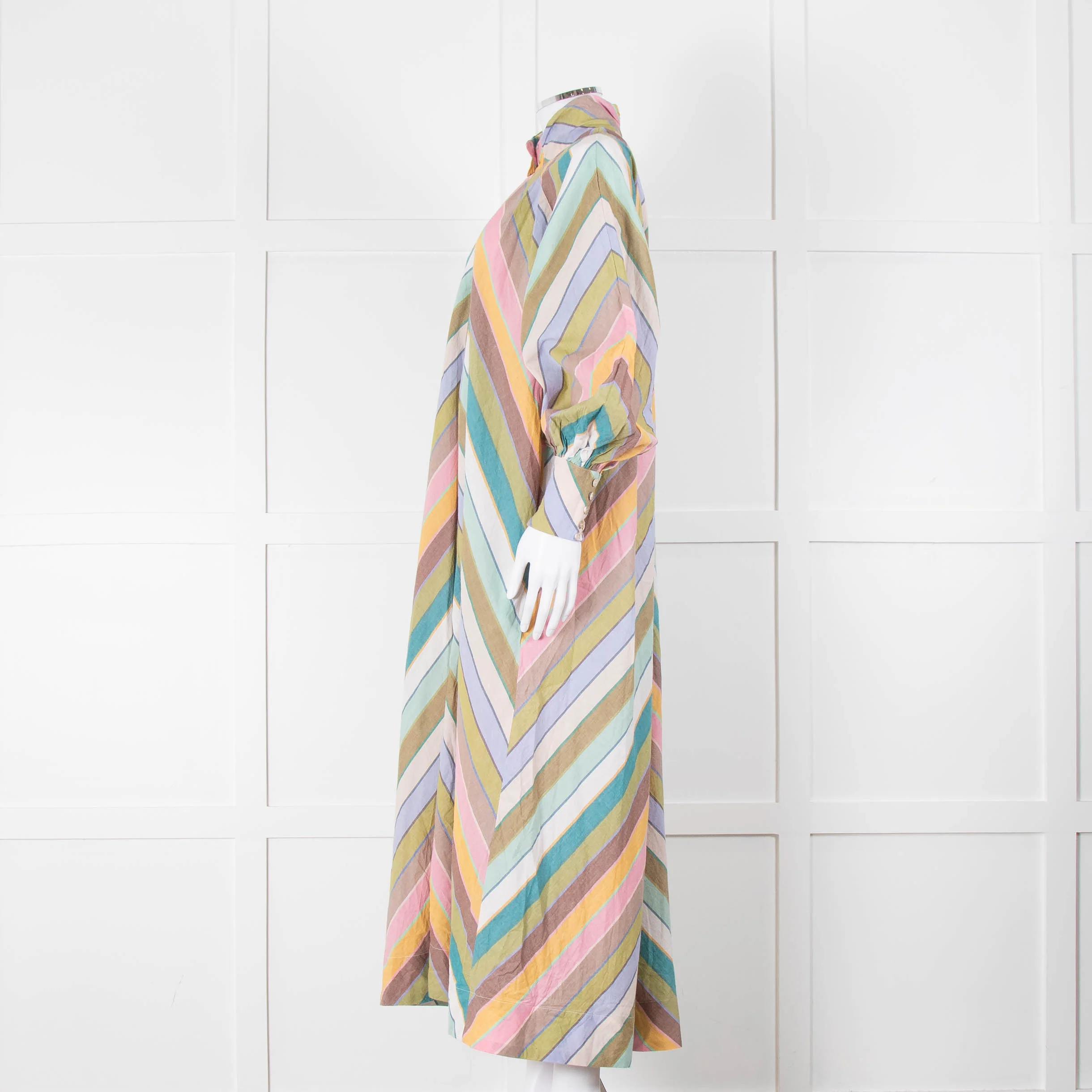 Alemais Cotton Chevron Stripe Shirt Dress - Image 7