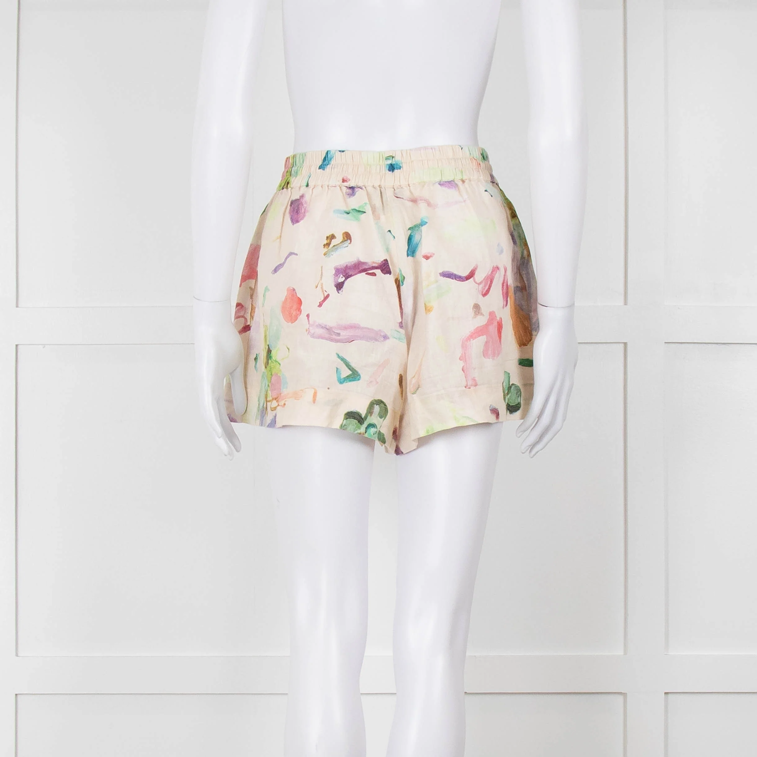 Alemais Linen Shorts with Watercolour Print - Image 5