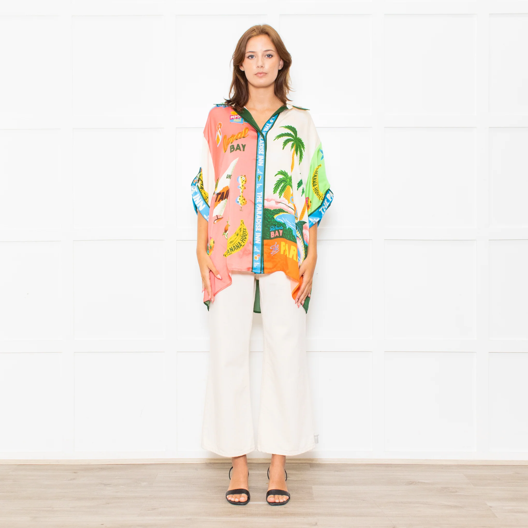Alemais Multi Paradise Inn Print Silk Shirt