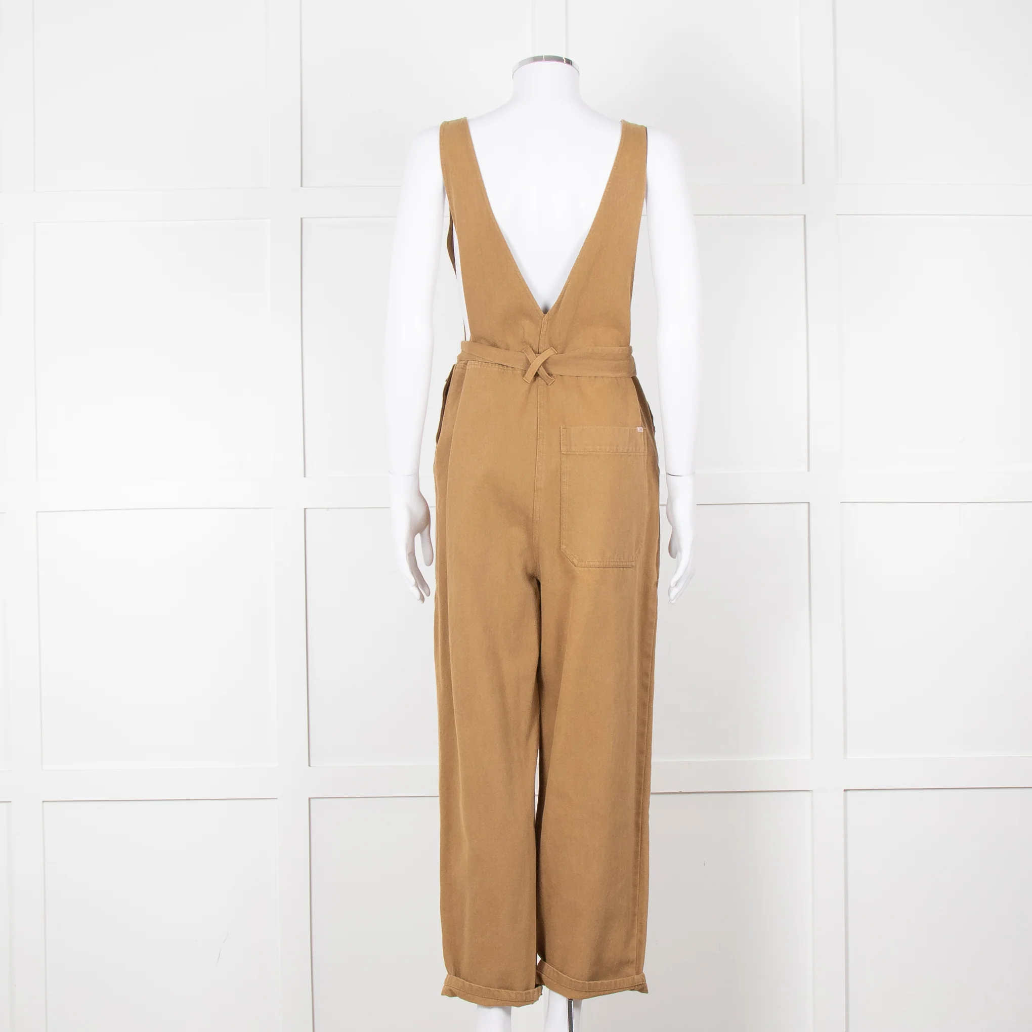 Alex Mill Khaki Deep V Neck Belted Jumpsuit - Image 5