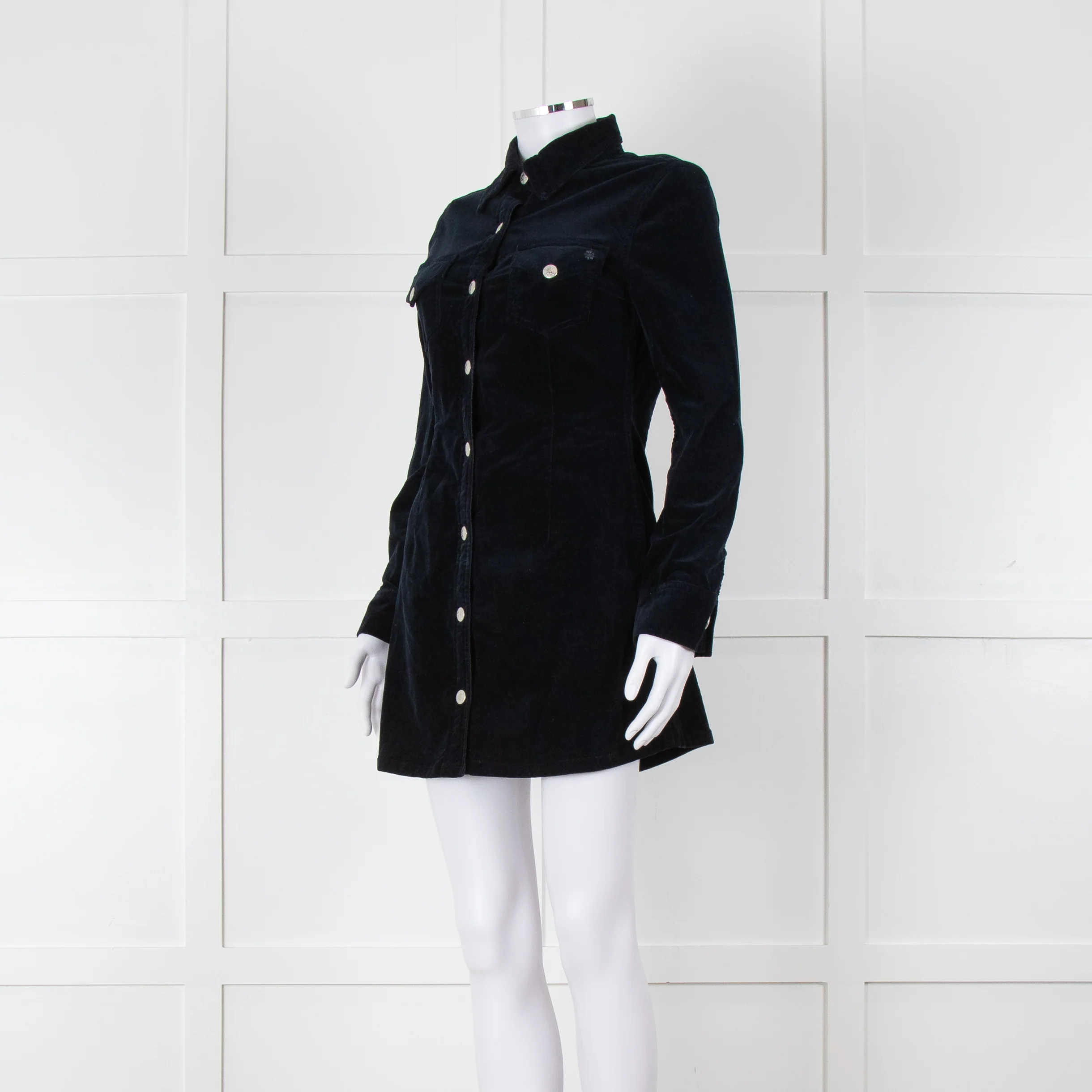 Alexa Chung For Ag Navy Blue Corduroy Mini Dress - Image 8