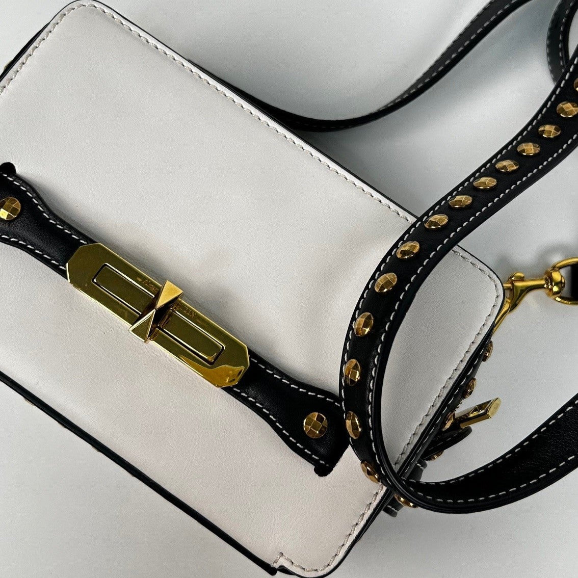 Alexander McQueen Black and White Myth Lock Camera Bag - Image 6