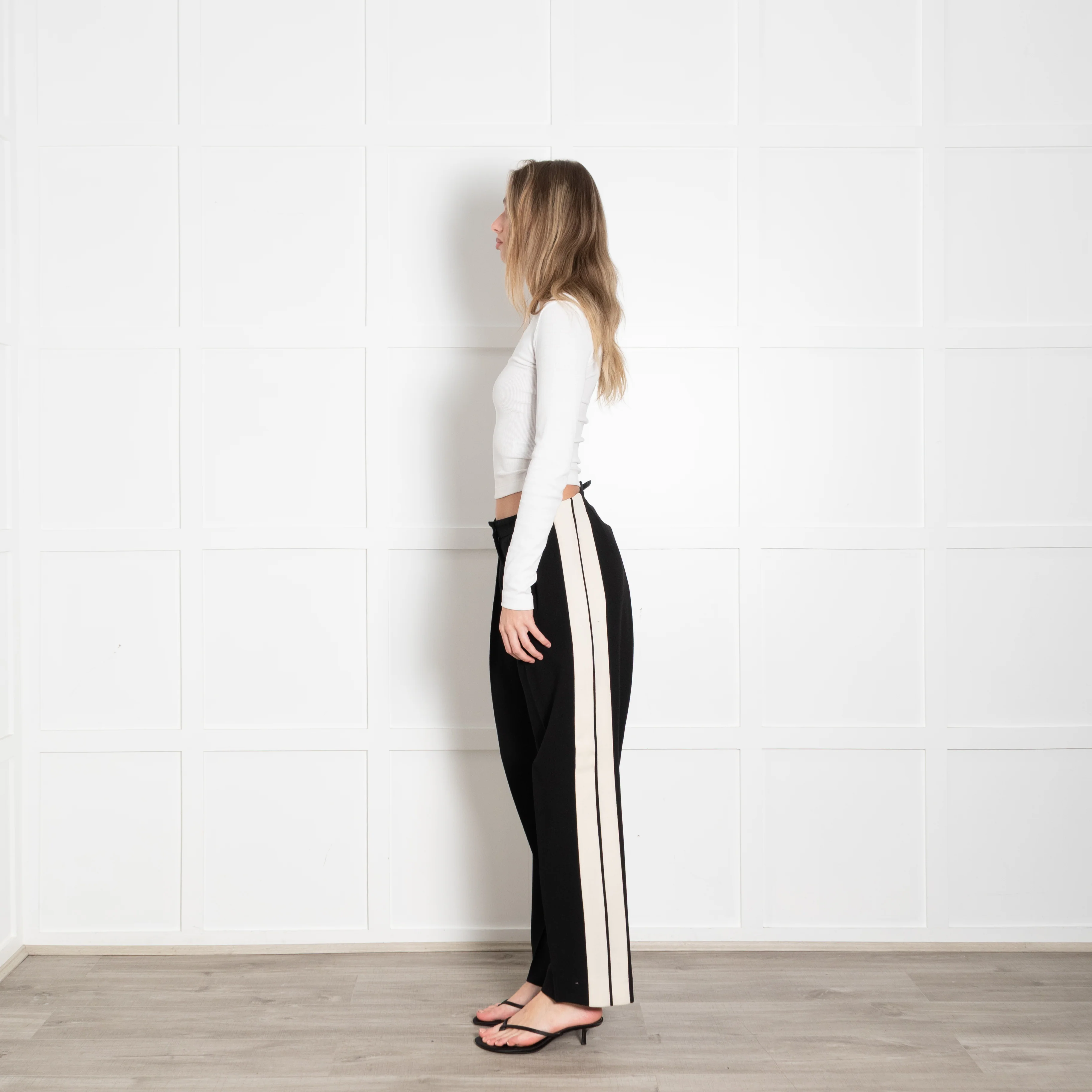 Alexander McQueen Black Cream Side Stripe Trousers - Image 5