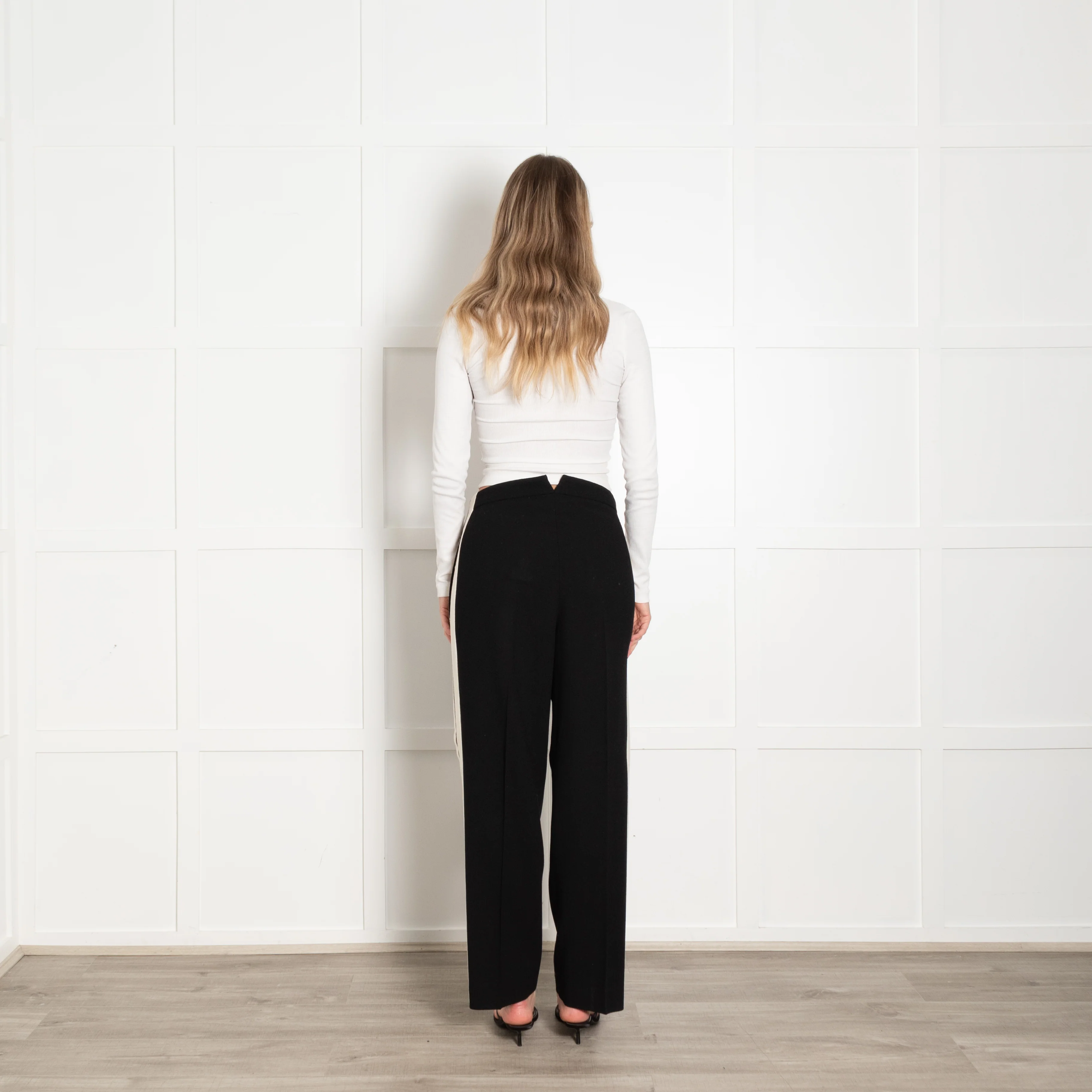 Alexander McQueen Black Cream Side Stripe Trousers - Image 6